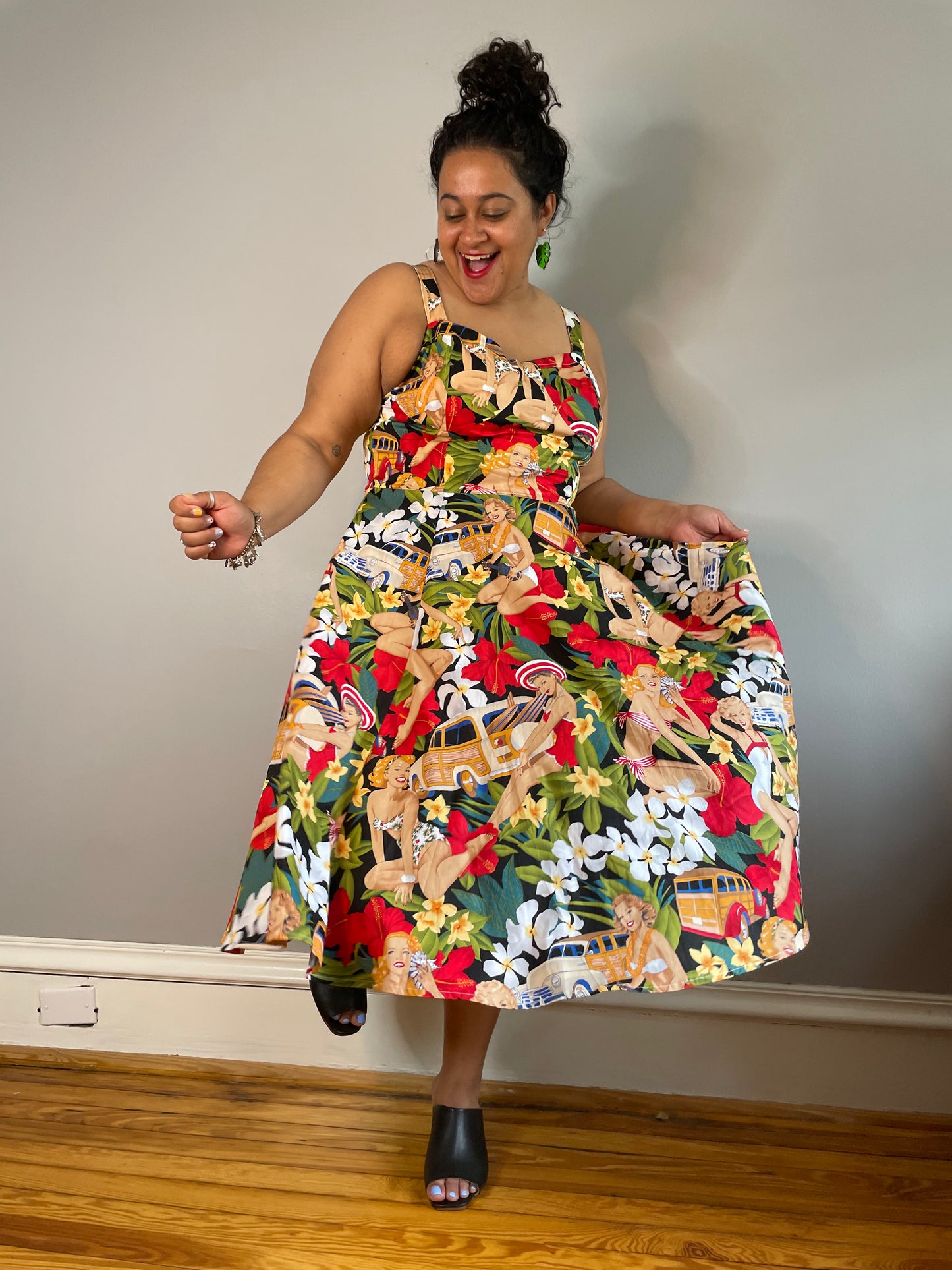 Modern Pinup Print Dress (Size XL/2XL)