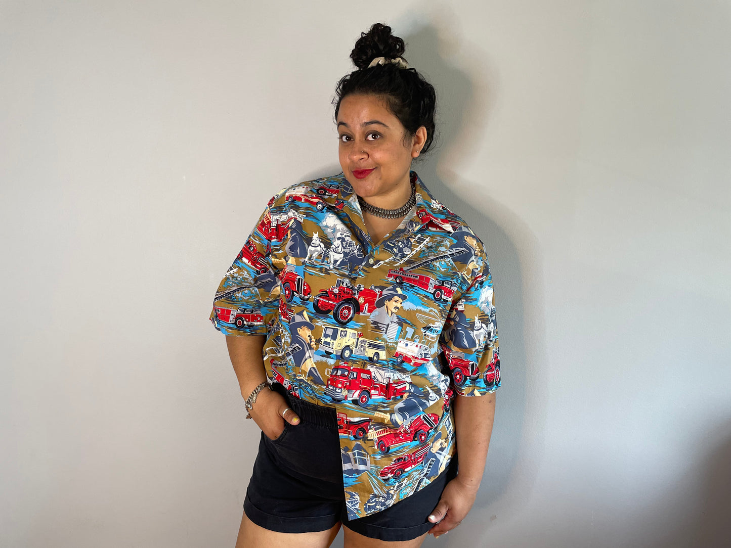 Vintage Firefighter Themed Shirt (Men's L/XL)