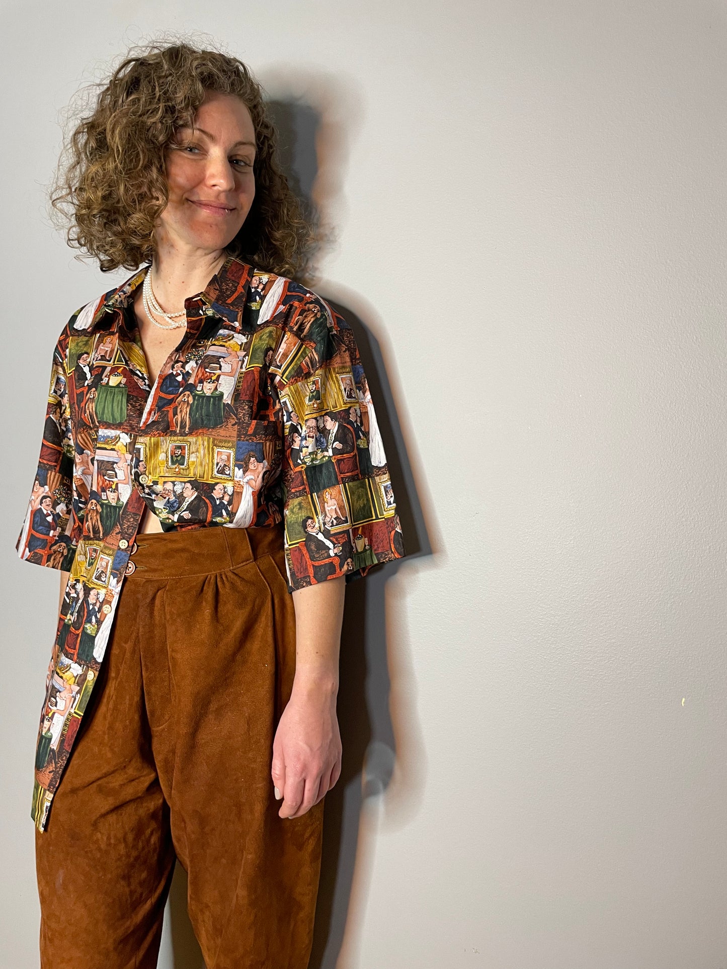 Vintage Smoker's Lounge Print Shirt (Men's Large)