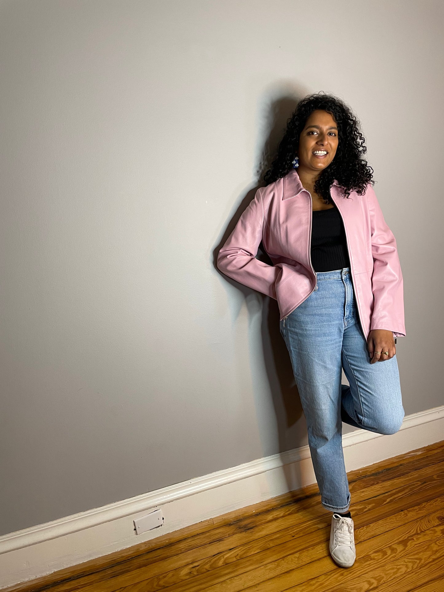 Vintage Pink Buttery Leather Jacket (Large/XL)
