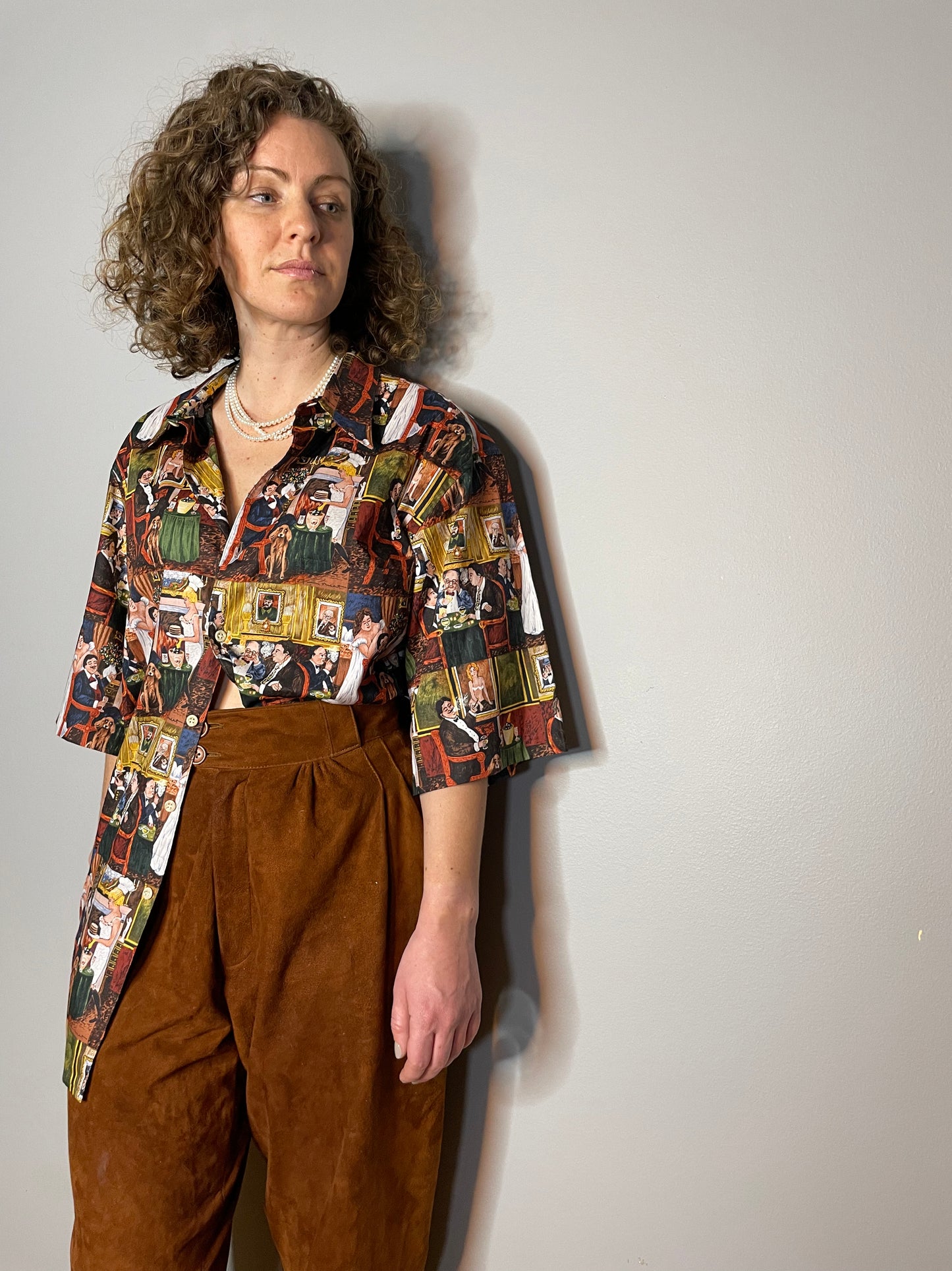 Vintage Smoker's Lounge Print Shirt (Men's Large)