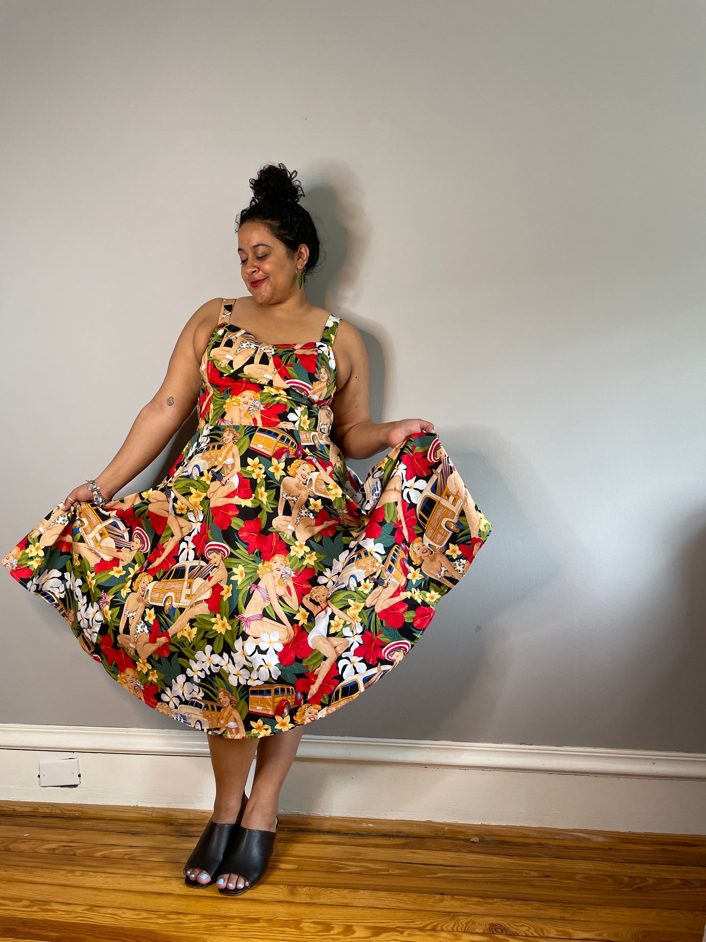 Modern Pinup Print Dress (Size XL/2XL)