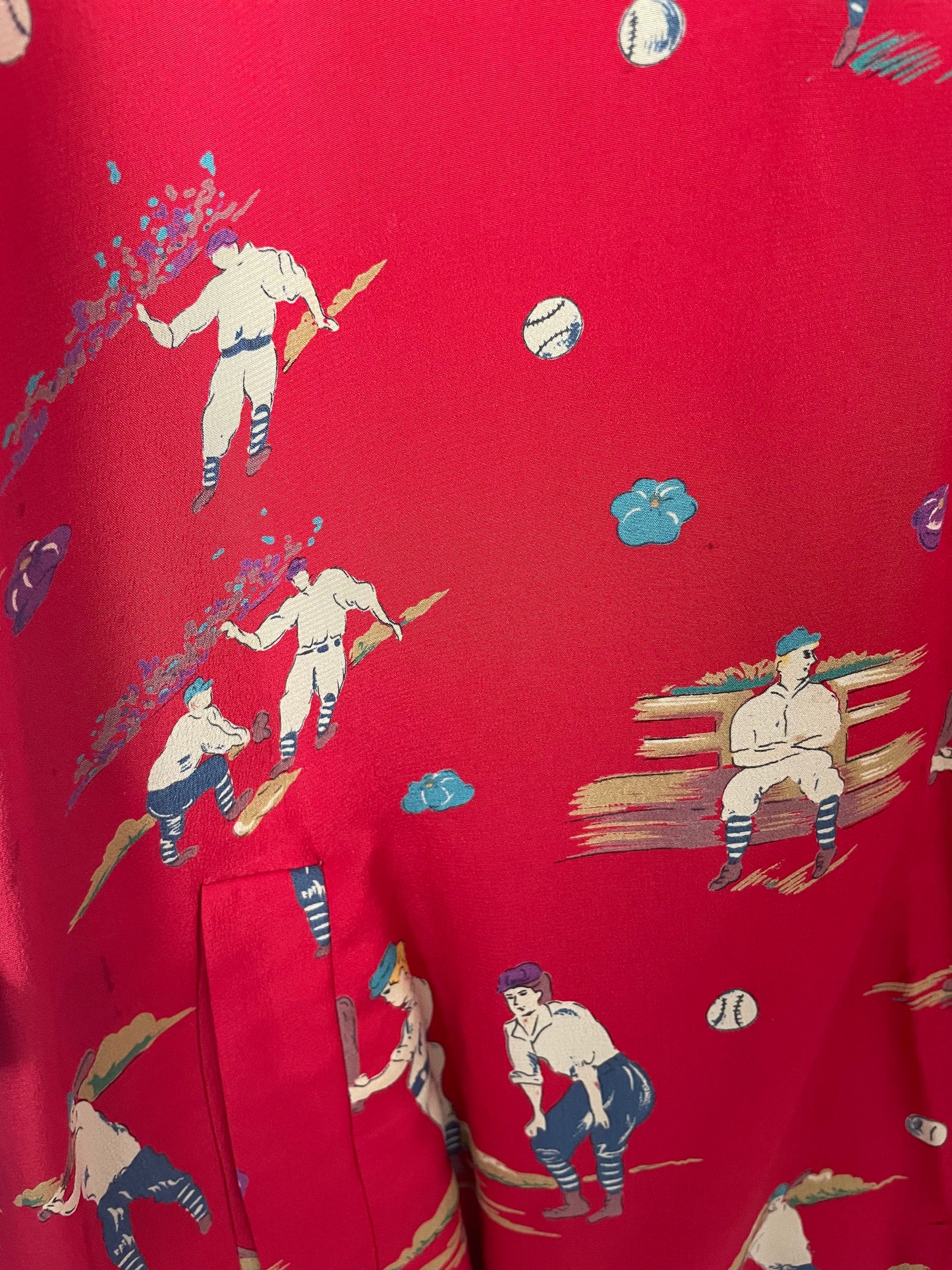 Vintage Silk Baseball Print Bomber (Medium)