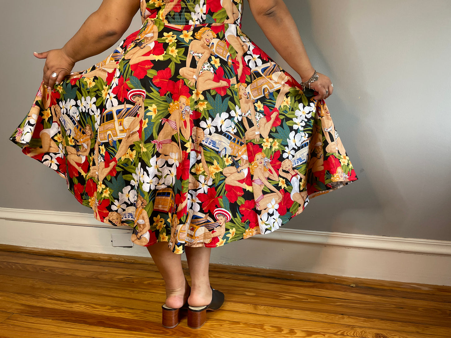 Modern Pinup Print Dress (Size XL/2XL)