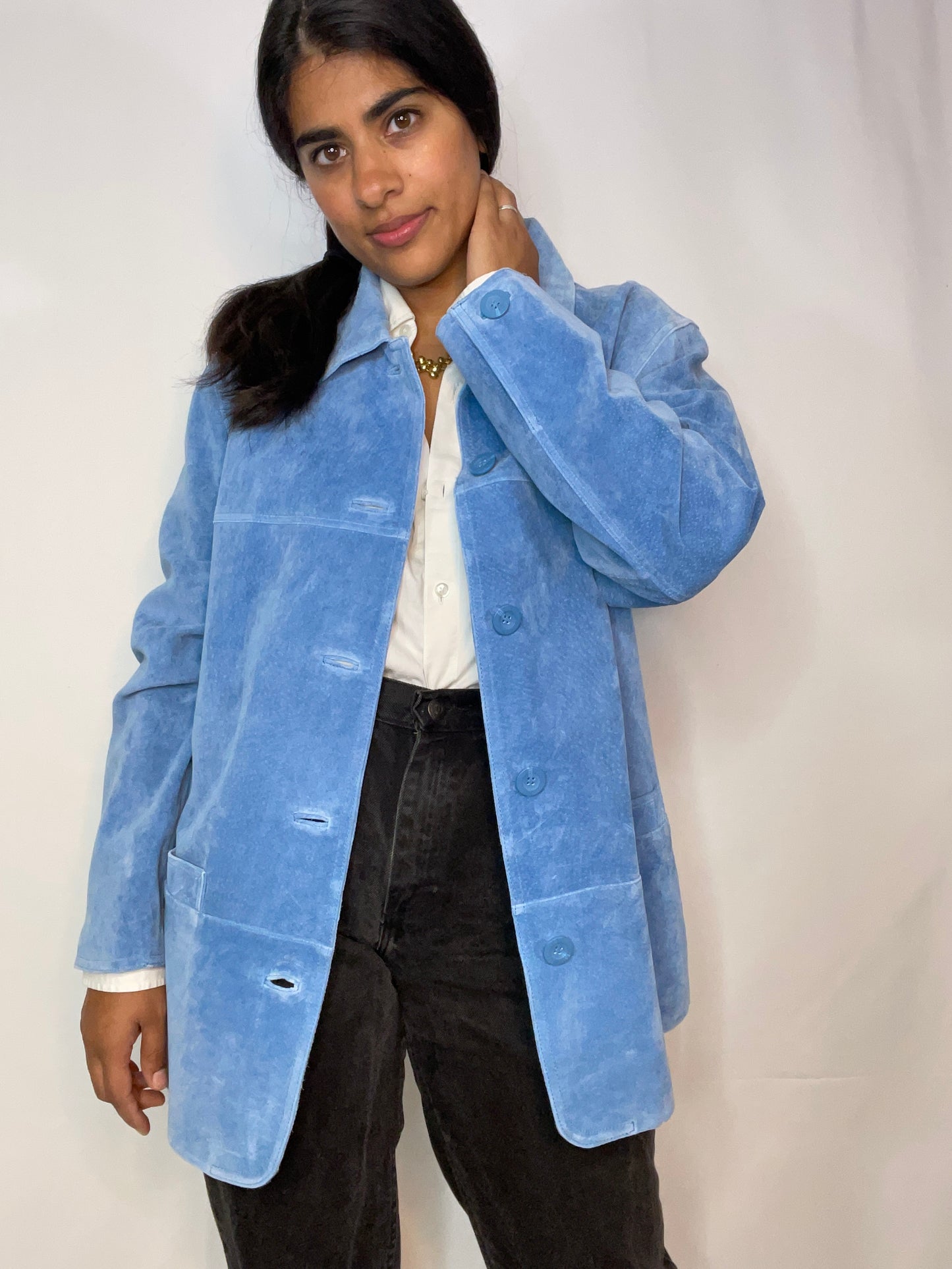 Vintage Blue Suede Jacket (S)