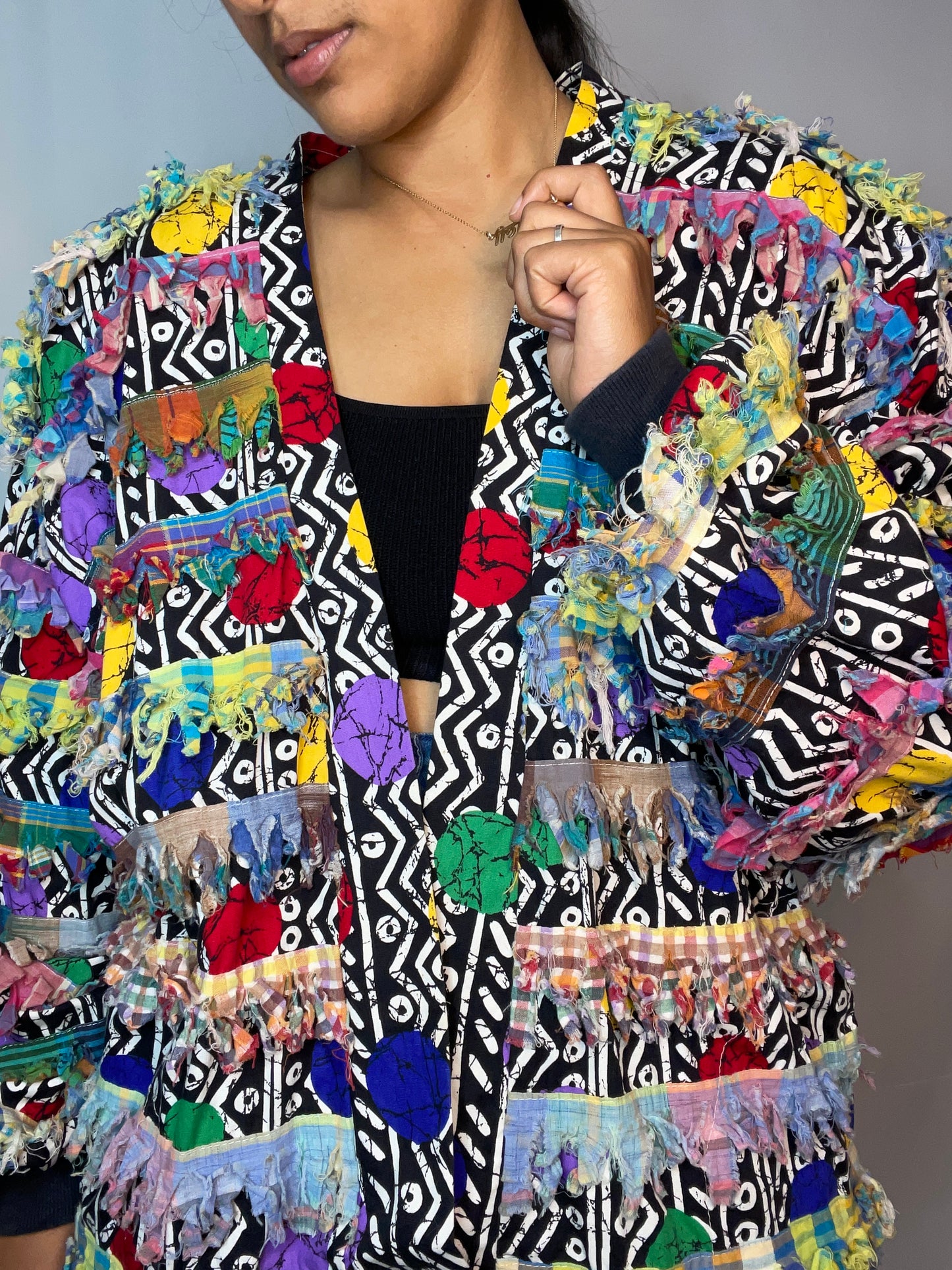 Vintage 80s Rainbow Batik Blazer (L)