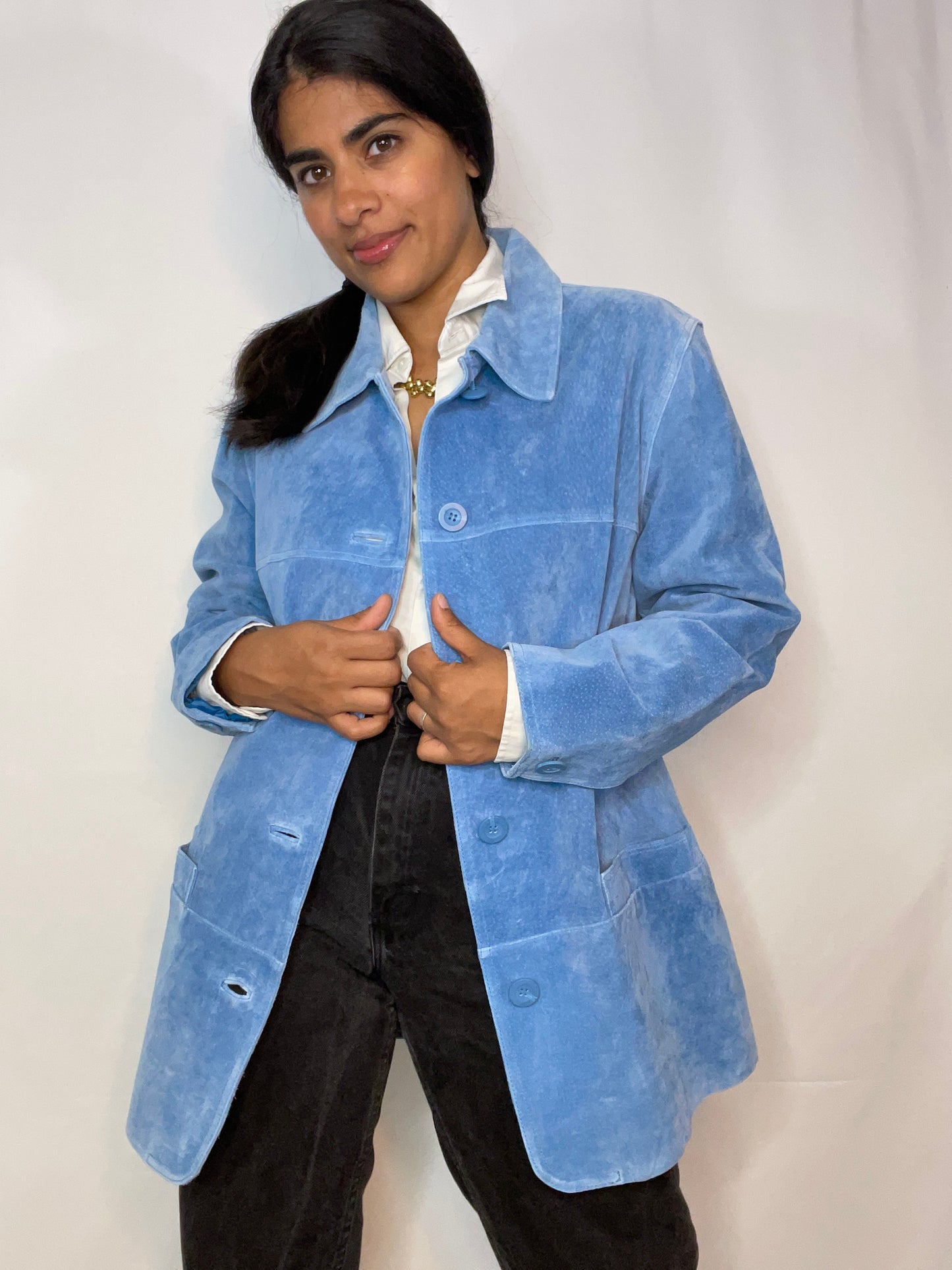 Vintage Blue Suede Jacket (S)