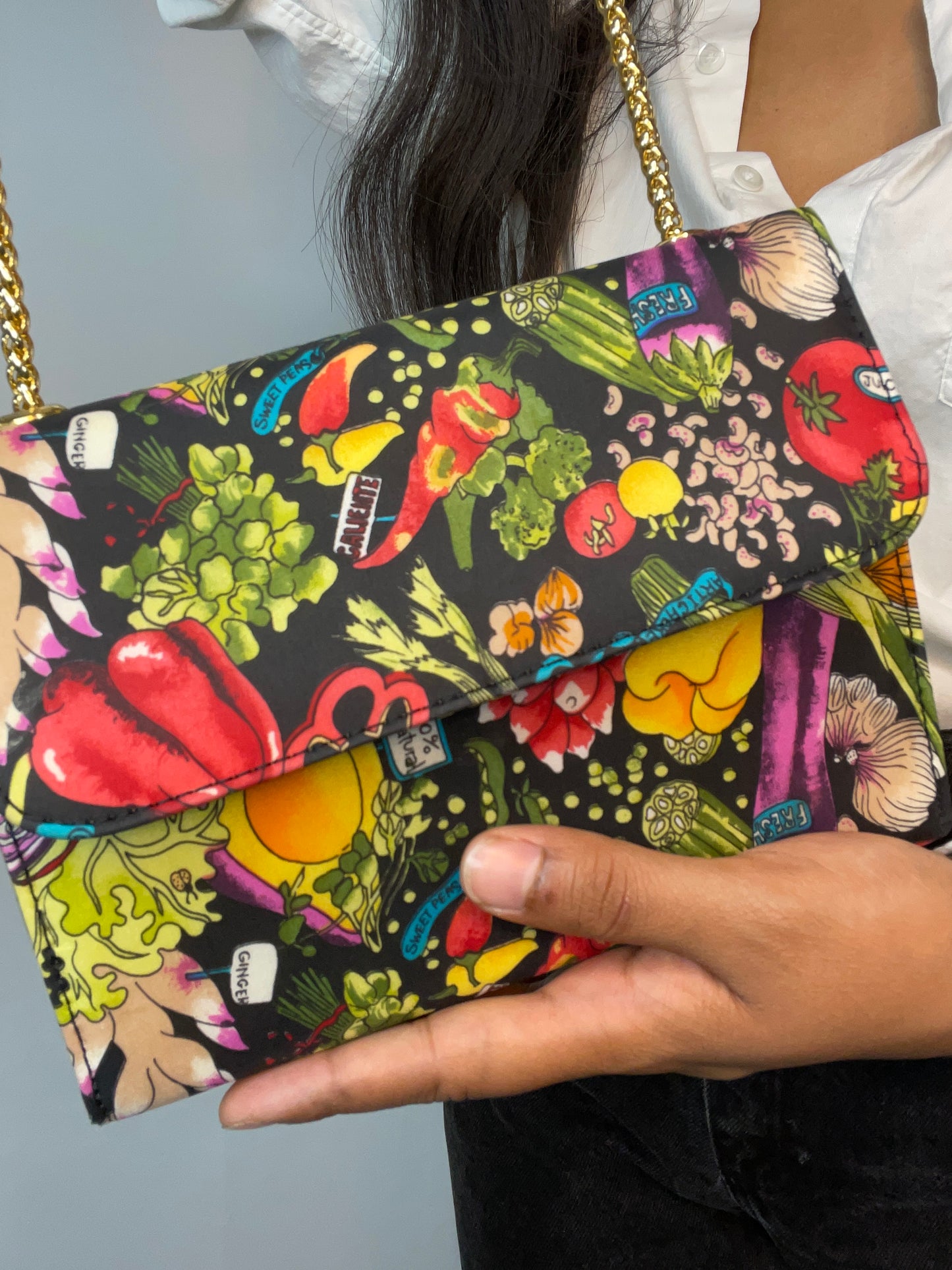 Rare 90s Farmer's Market Print Silk Purse