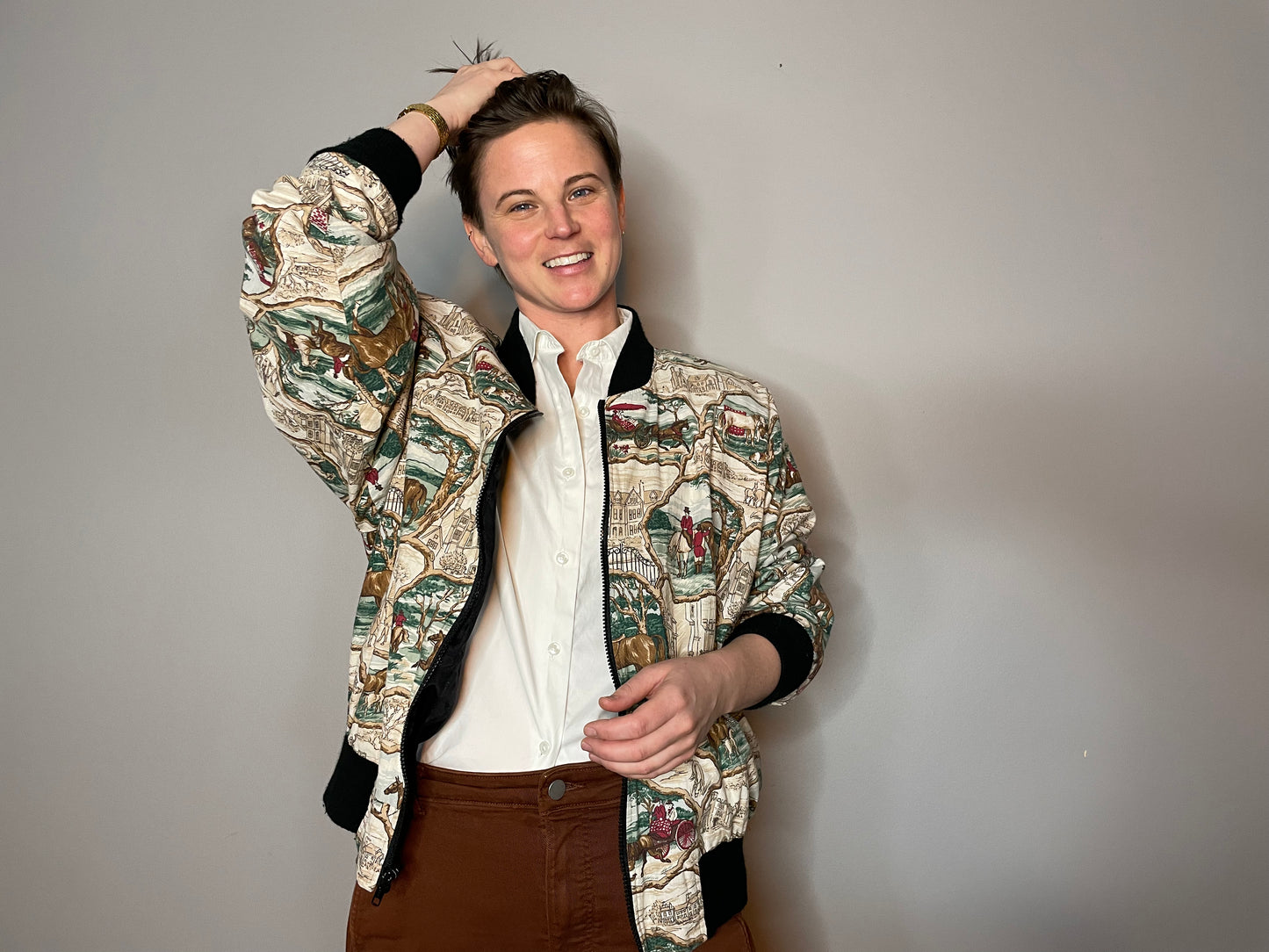 Vintage Equestrian Print Bomber (Medium/Large)