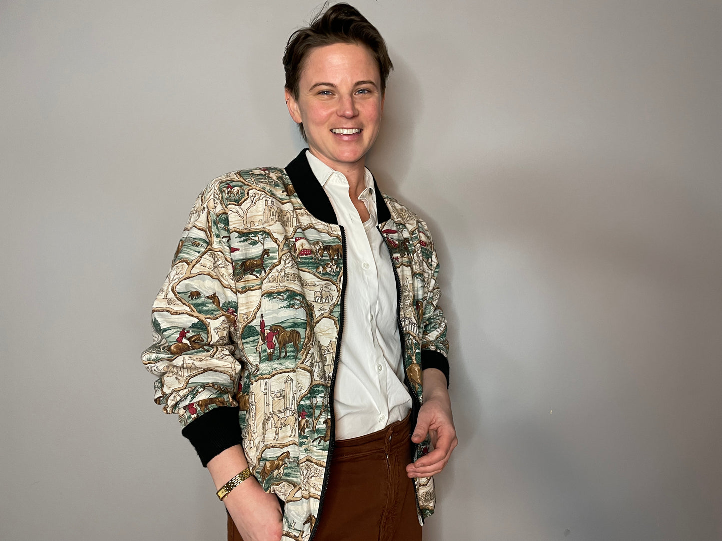 Vintage Equestrian Print Bomber (Medium/Large)