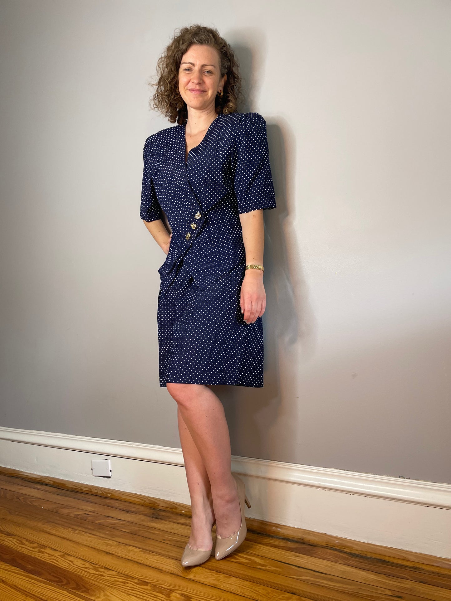 Two Piece Polka Dot Shorts Suit (Small/Medium)