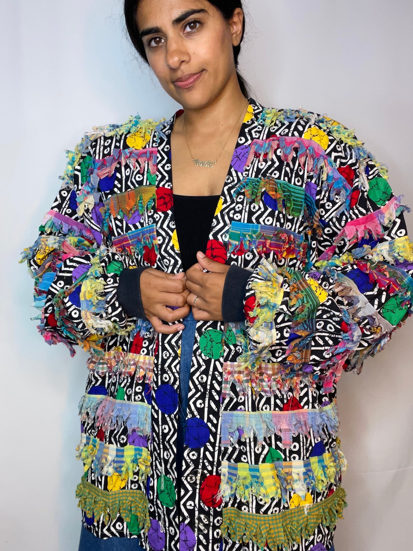 Vintage 80s Rainbow Batik Blazer (L)