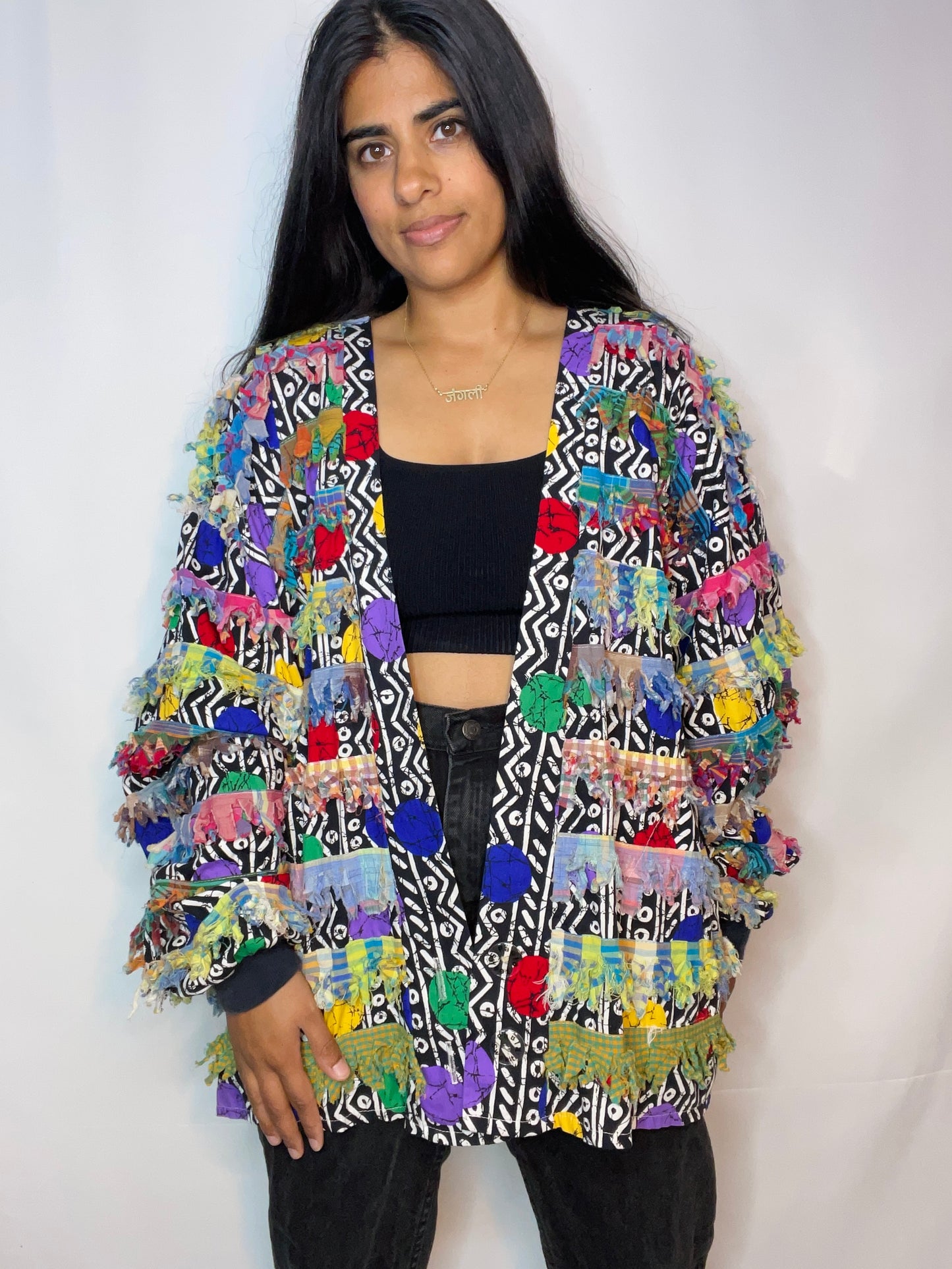 Vintage 80s Rainbow Batik Blazer (L)