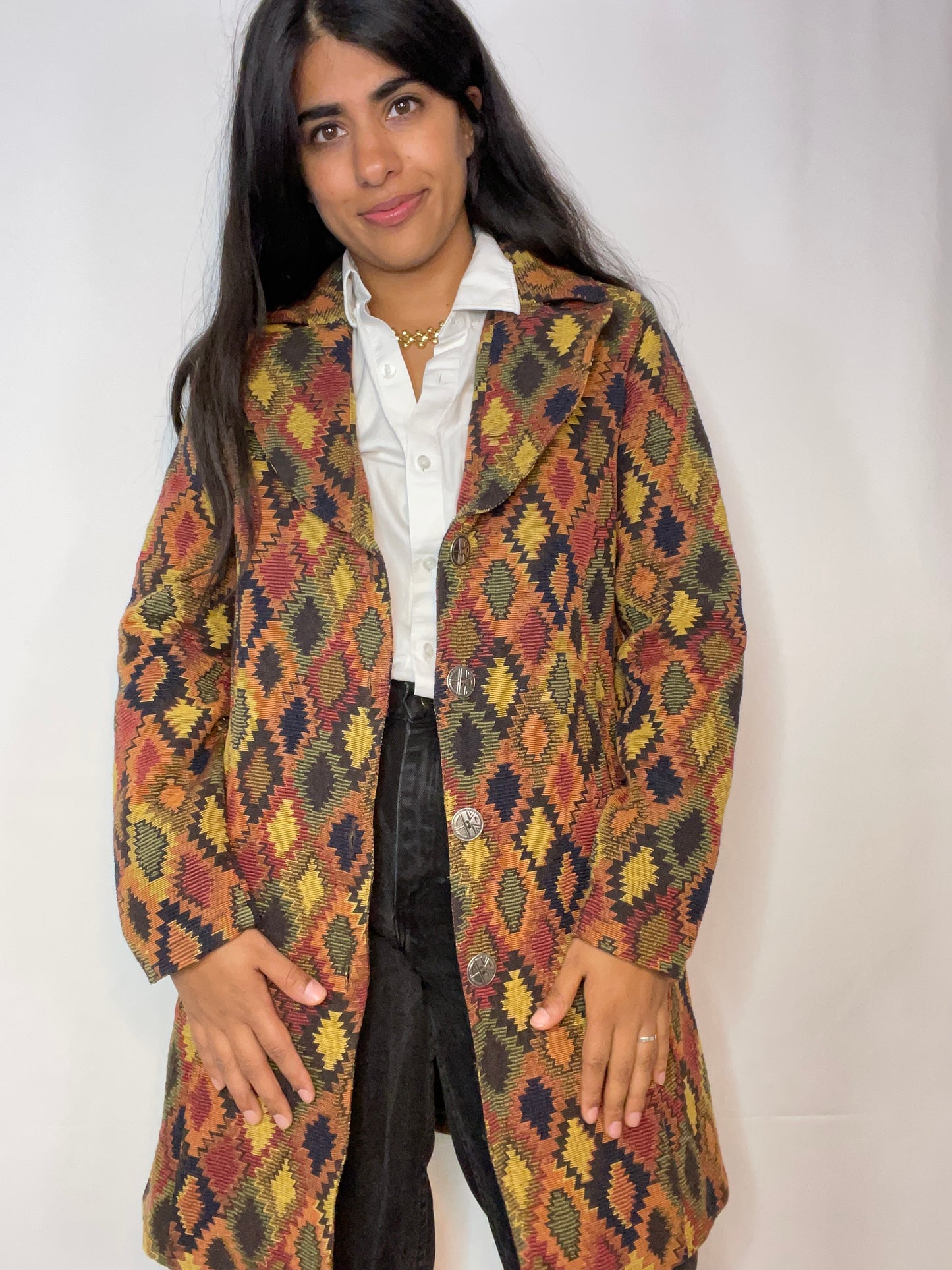 Vintage 70s Tapestry Car Coat (XS/S)