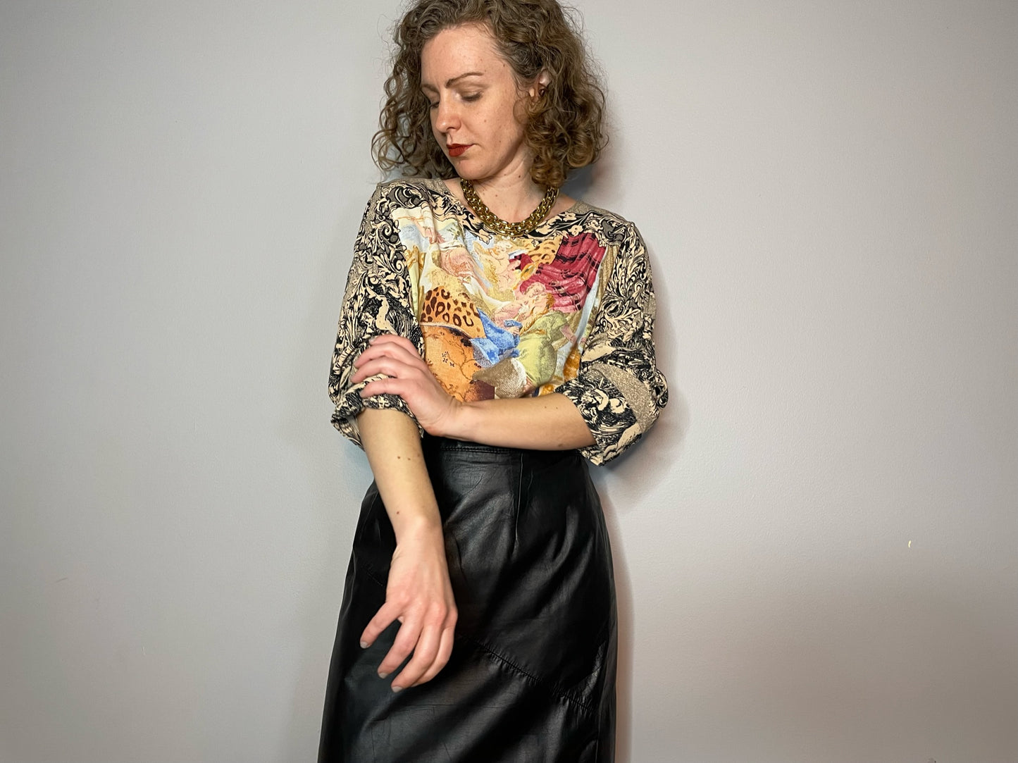 Vintage Renaissance Print Top (Small/Medium)