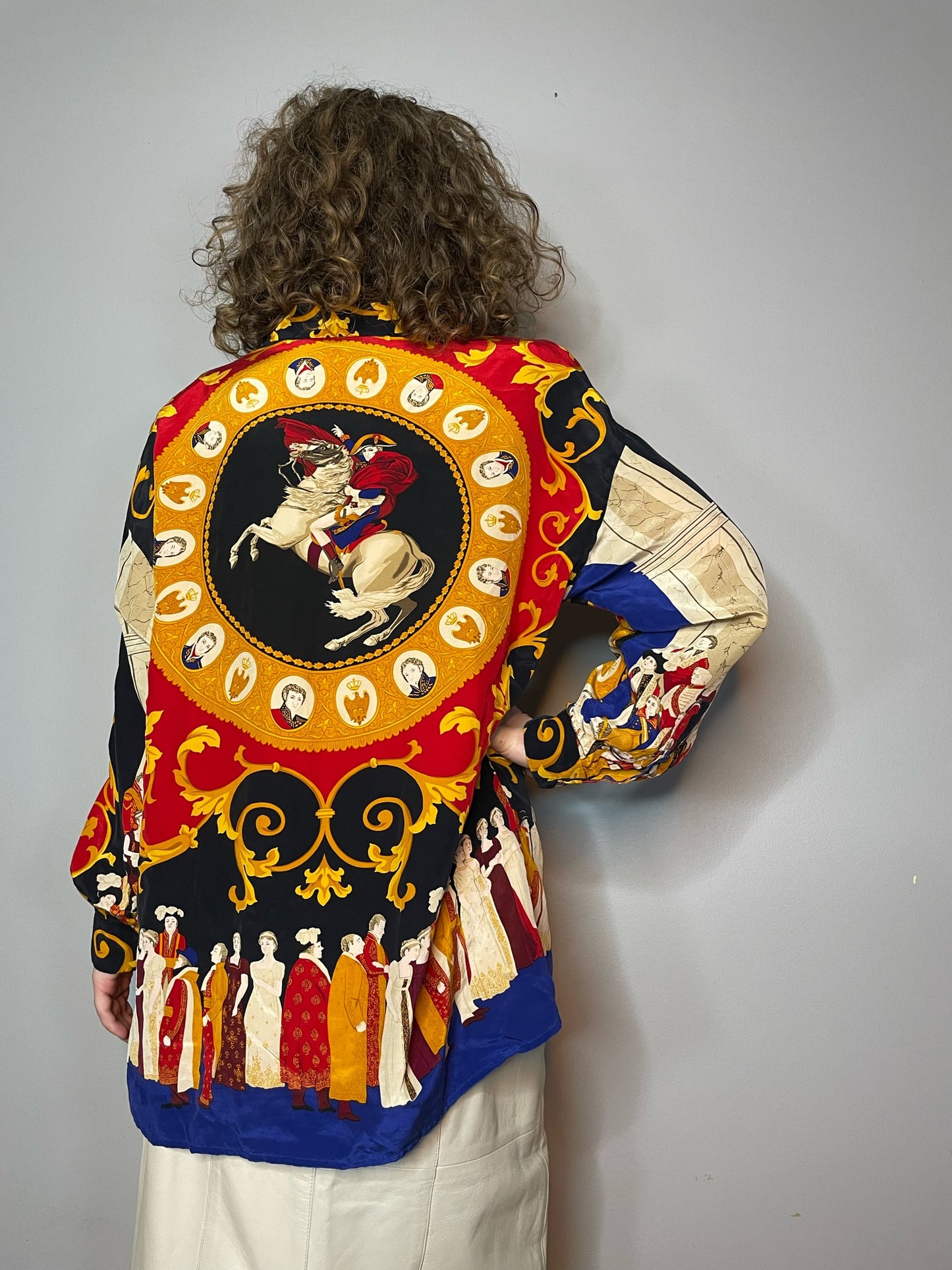 Vintage Rare Silk Coronation Print Blouse (M/L)