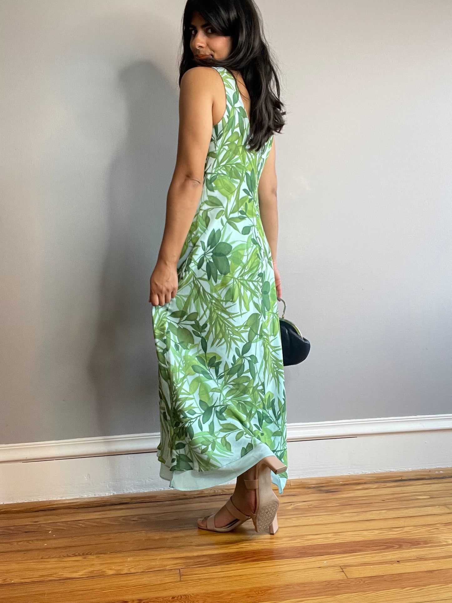 Vintage Jungle Print Silk Dress (Medium)