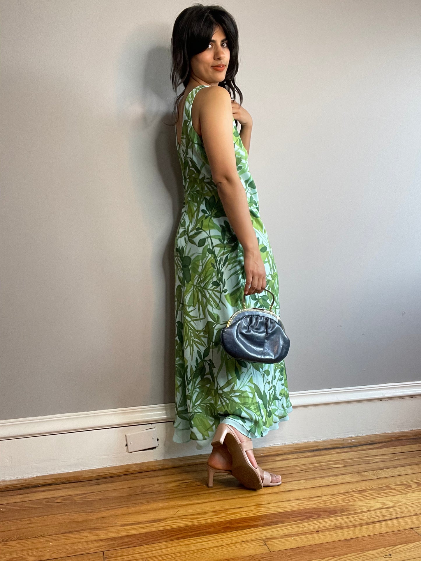 Vintage Jungle Print Silk Dress (Medium)