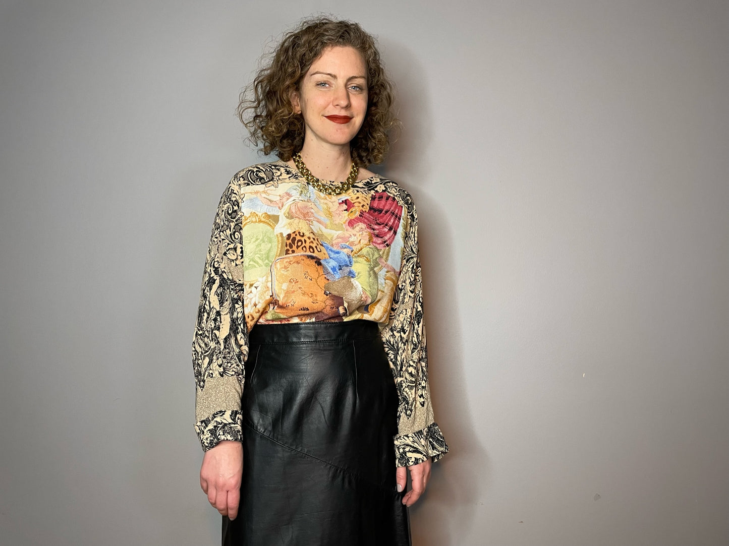 Vintage Renaissance Print Top (Small/Medium)