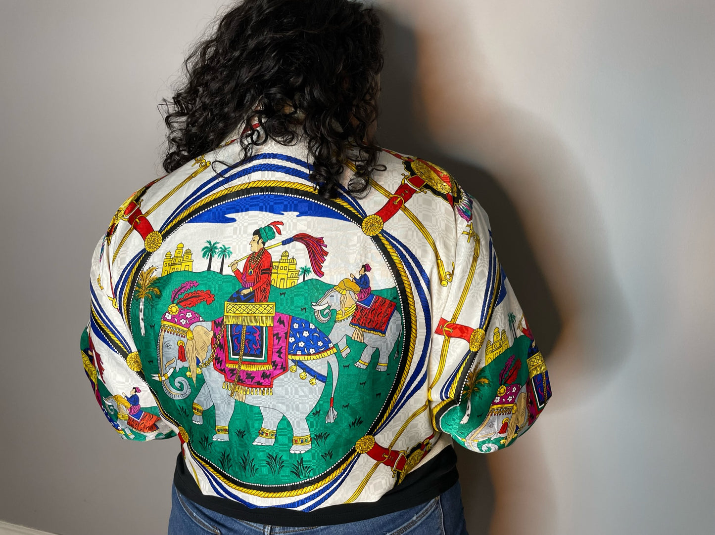 Vintage 80s Maharaja Print Bomber (L/XL)