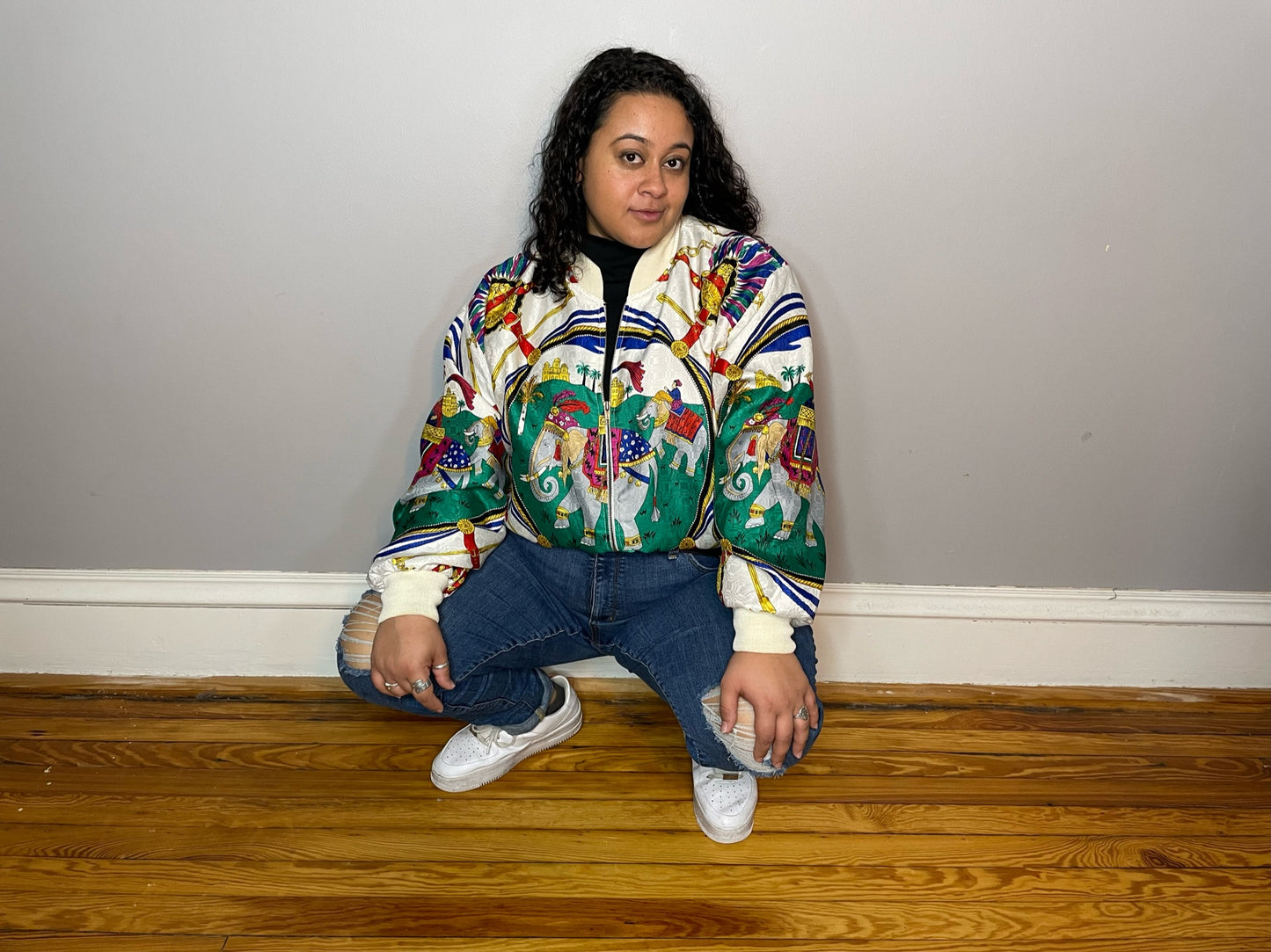 Vintage 80s Maharaja Print Bomber (L/XL)