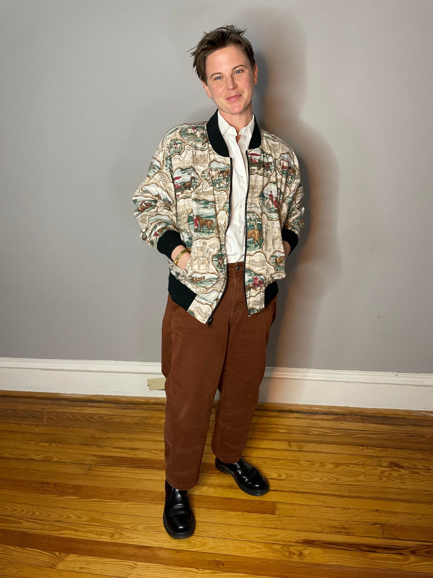 Vintage Equestrian Print Bomber (Medium/Large)