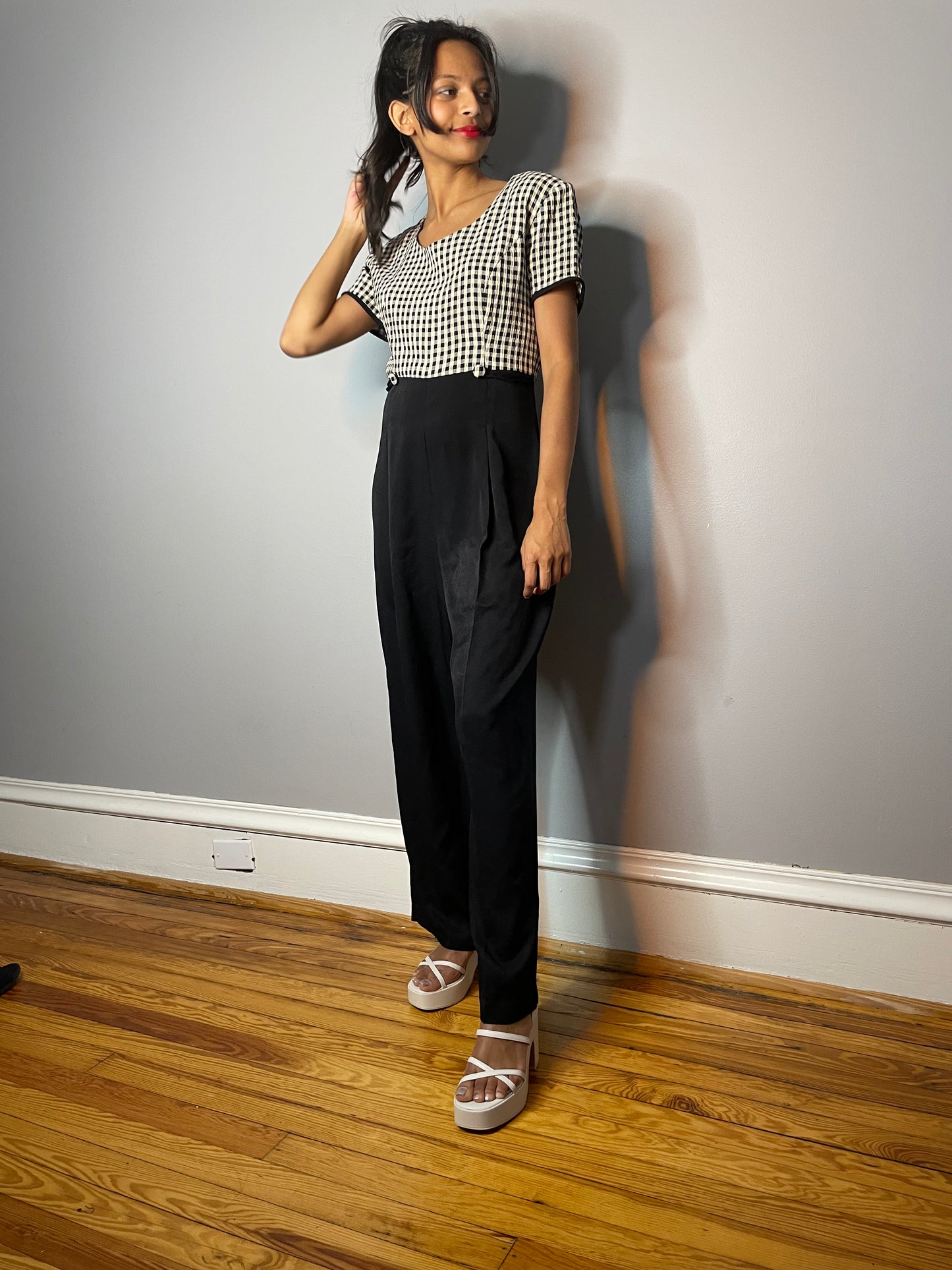 Vintage Gingham Jumpsuit (Small/Medium)