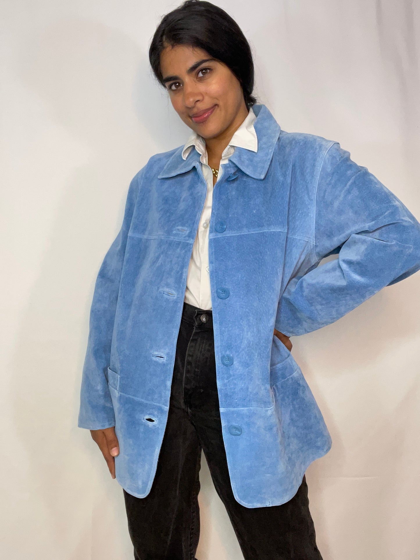 Vintage Blue Suede Jacket (S)