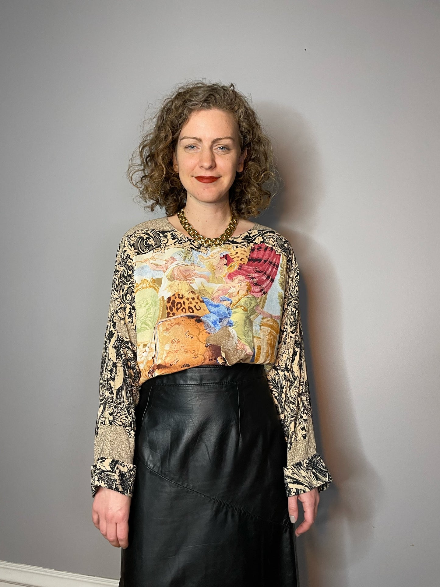 Vintage Renaissance Print Top (Small/Medium)