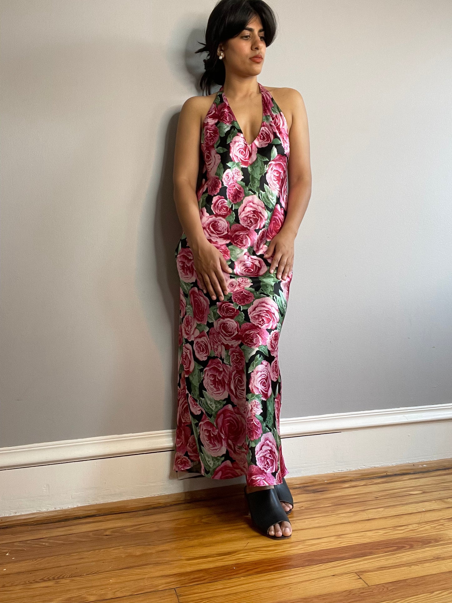 Vintage Floral Slip Dress (Medium)