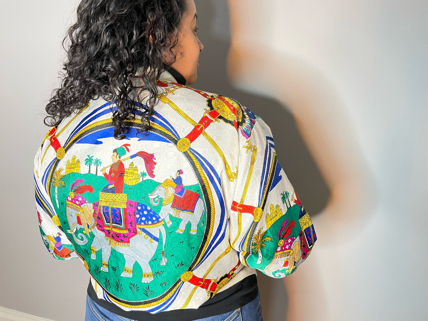 Vintage 80s Maharaja Print Bomber (L/XL)