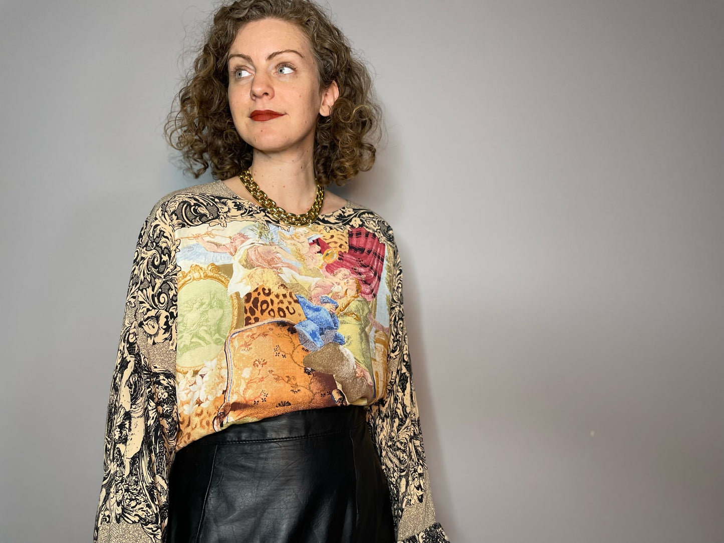 Vintage Renaissance Print Top (Small/Medium)