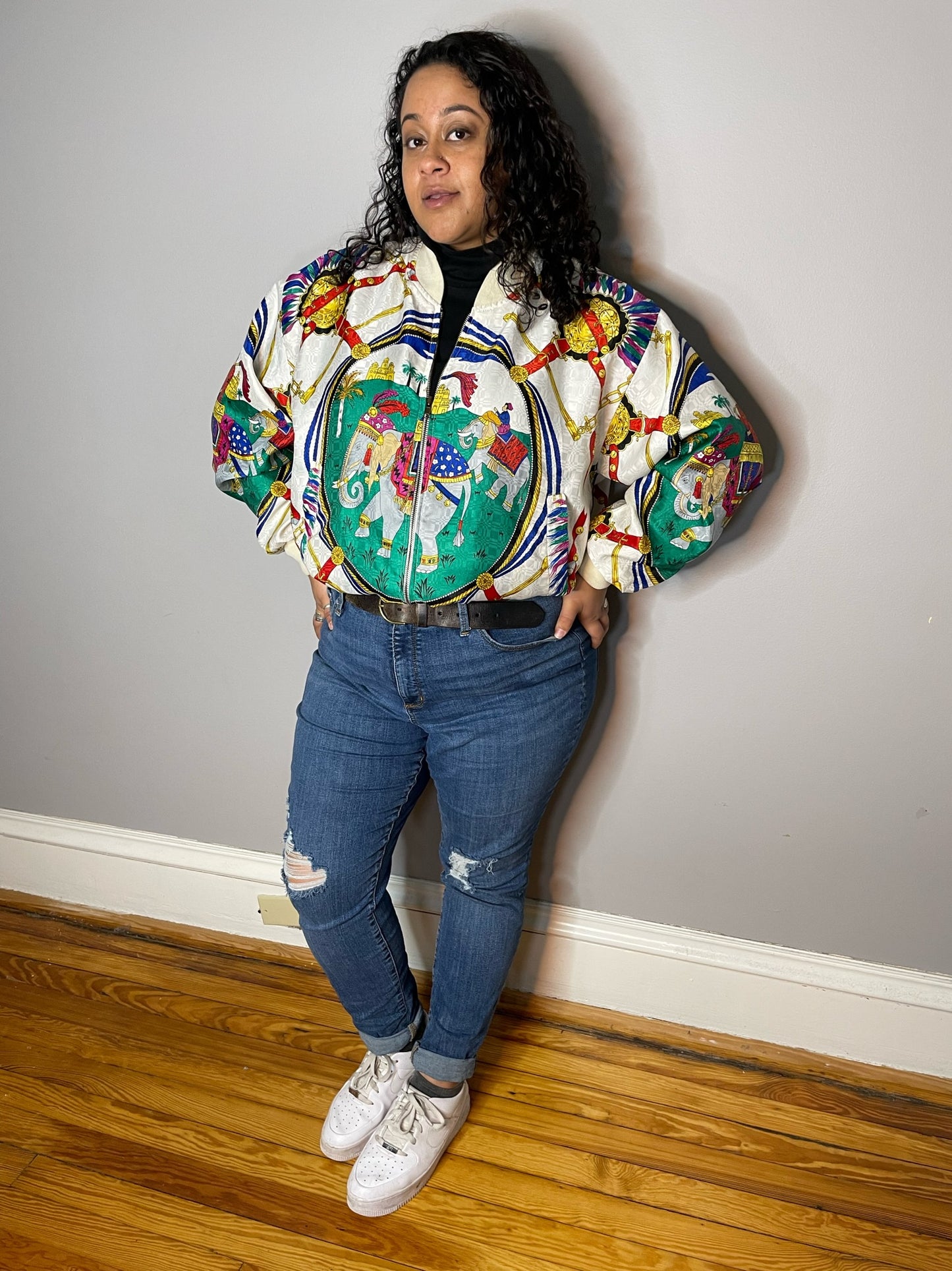 Vintage 80s Maharaja Print Bomber (L/XL)