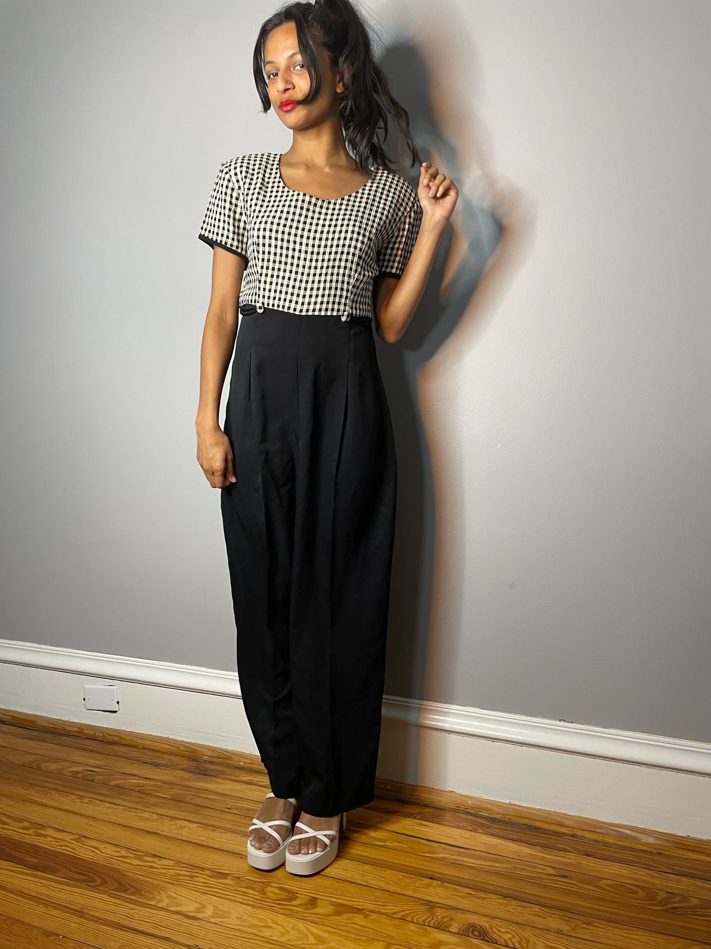 Vintage Gingham Jumpsuit (Small/Medium)