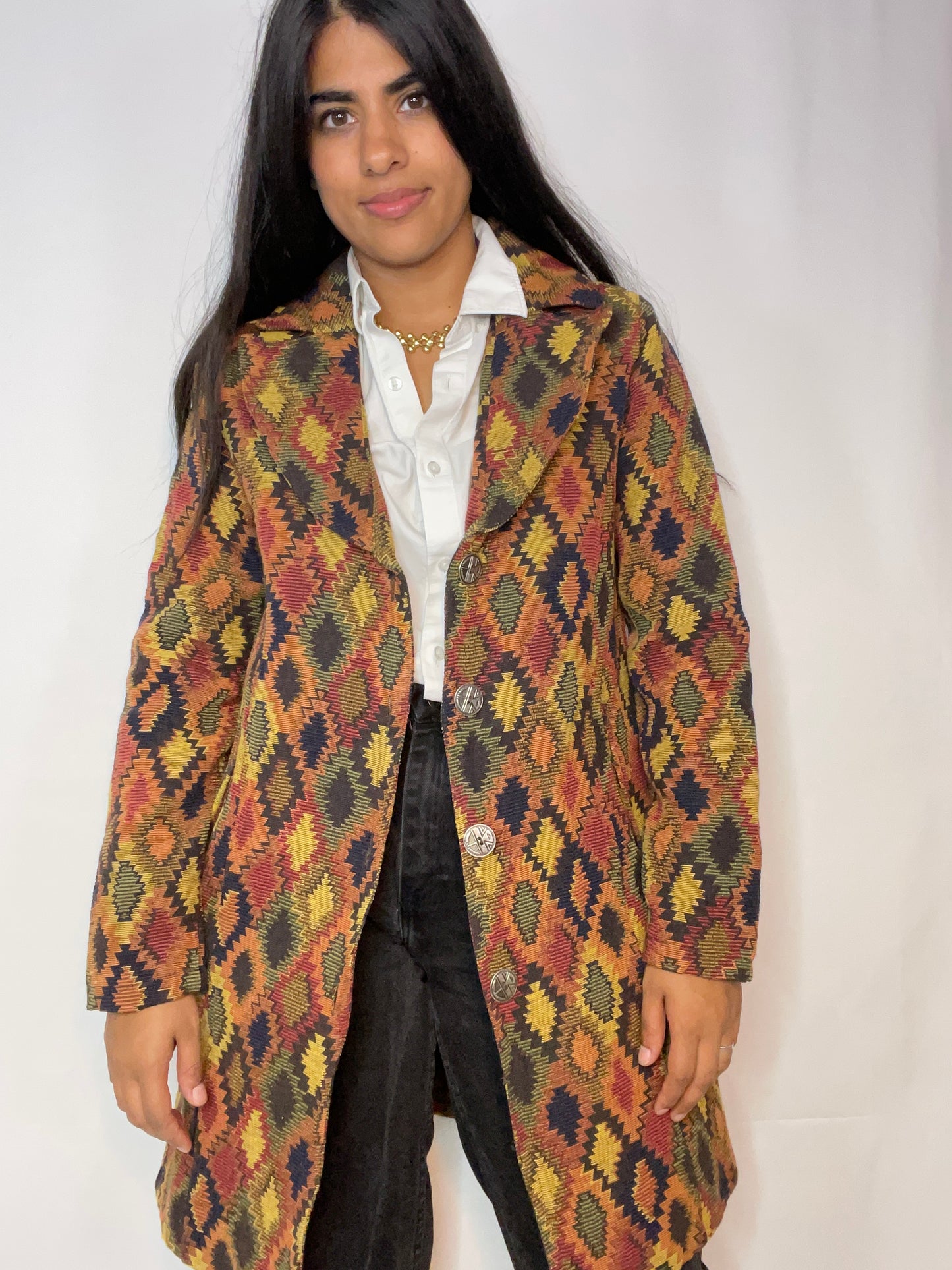 Vintage 70s Tapestry Car Coat (XS/S)
