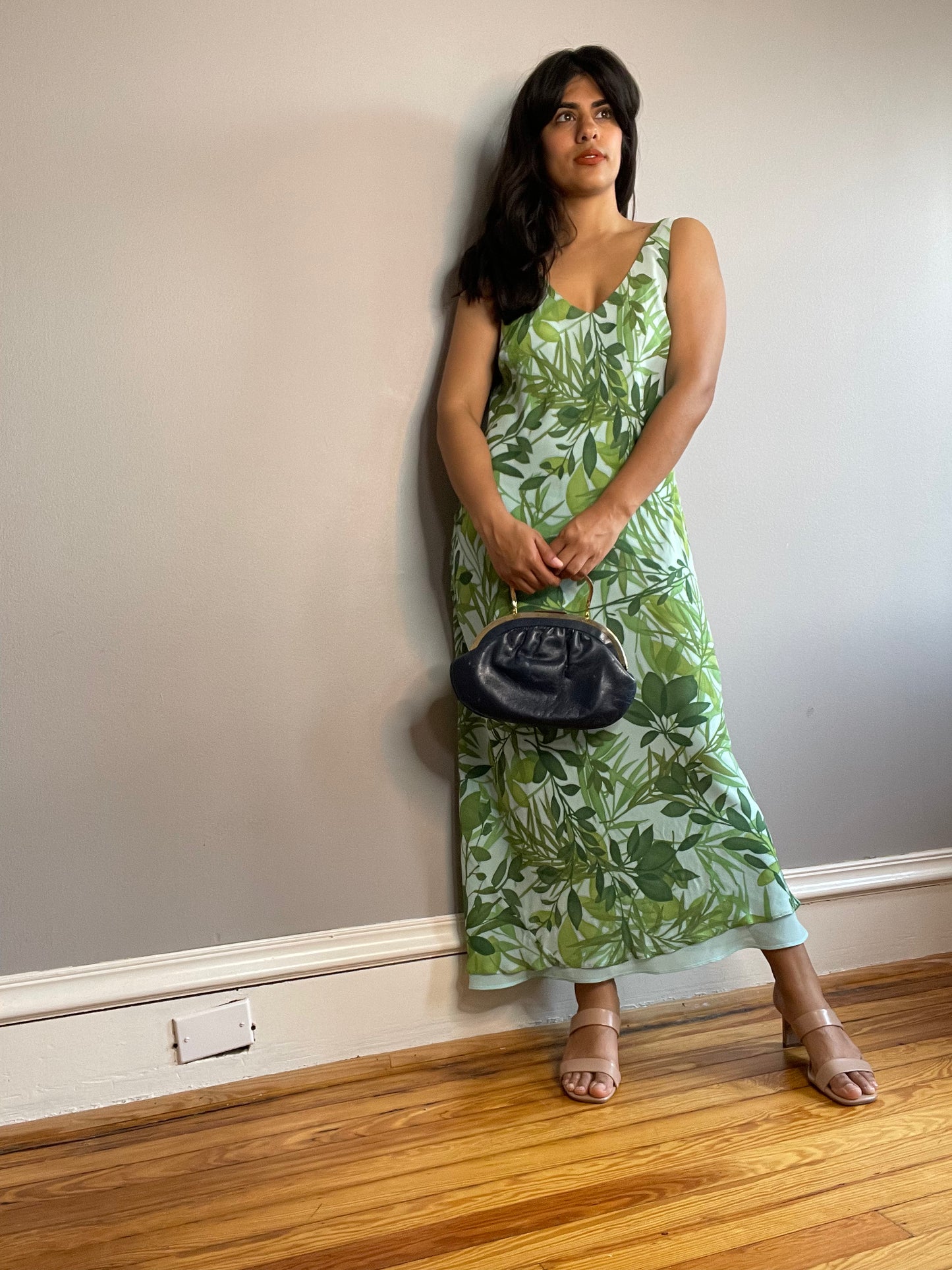 Vintage Jungle Print Silk Dress (Medium)