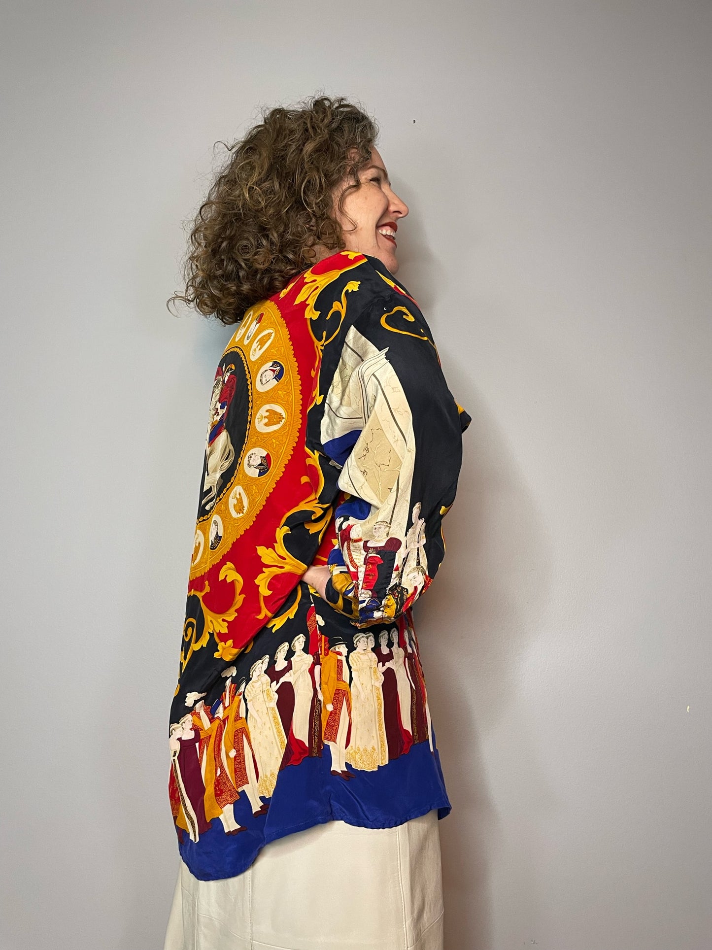 Vintage Rare Silk Coronation Print Blouse (M/L)