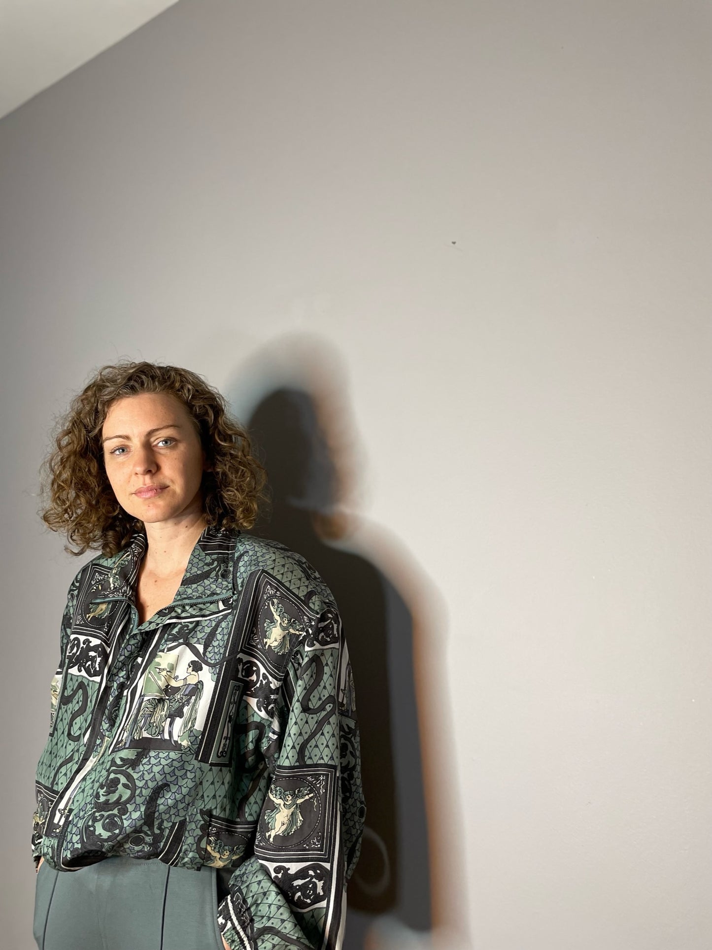 Vintage Silk Goddess Print Bomber (Large)