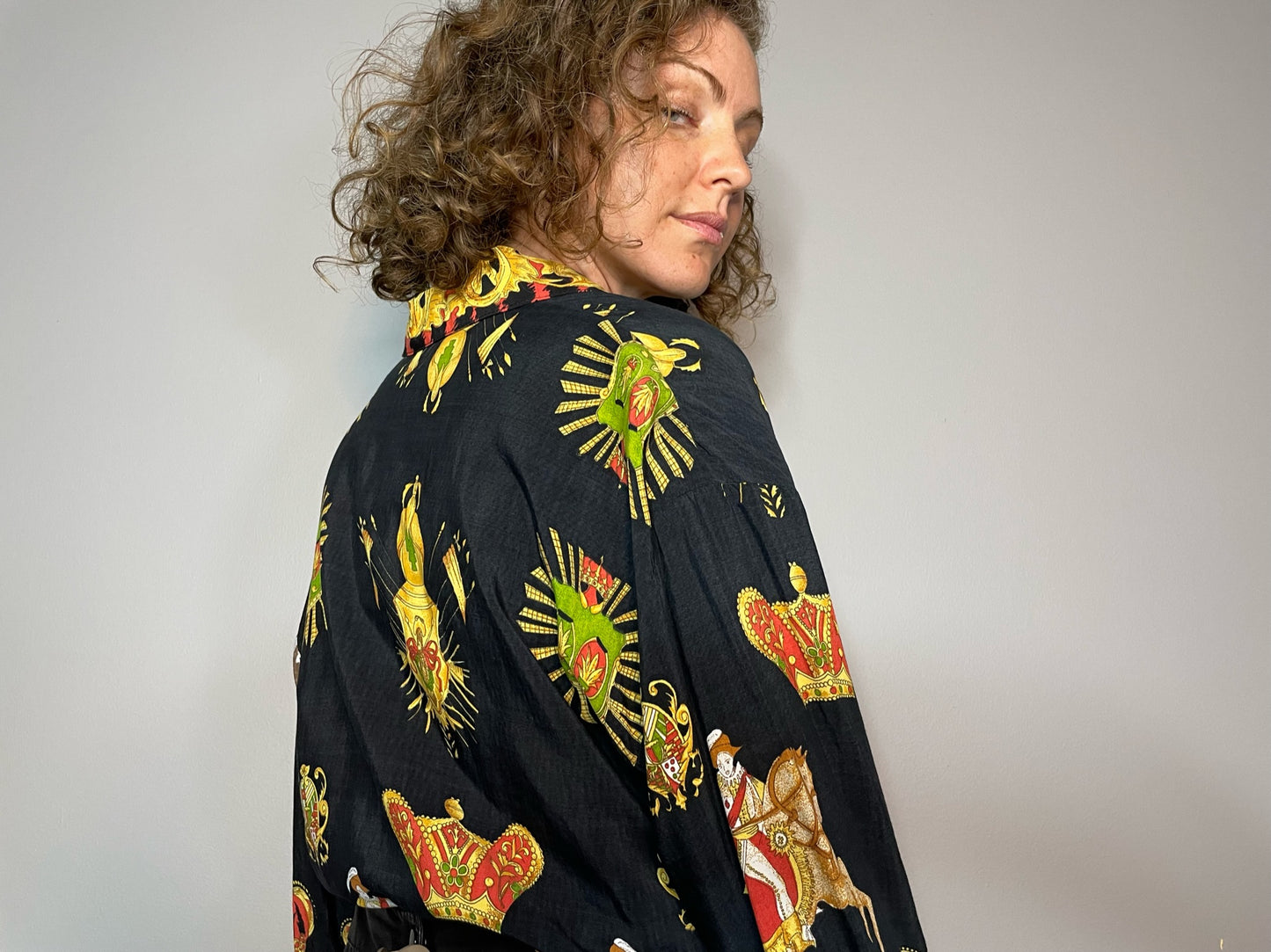 Vintage Medieval Print Button Up (Medium)