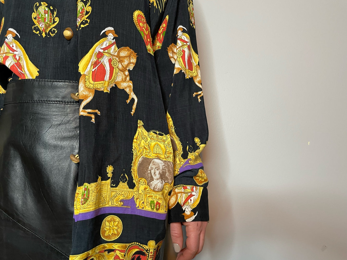 Vintage Medieval Print Button Up (Medium)