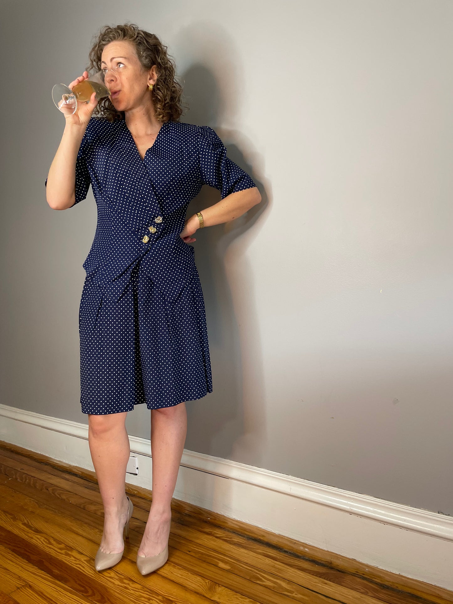 Two Piece Polka Dot Shorts Suit (Small/Medium)