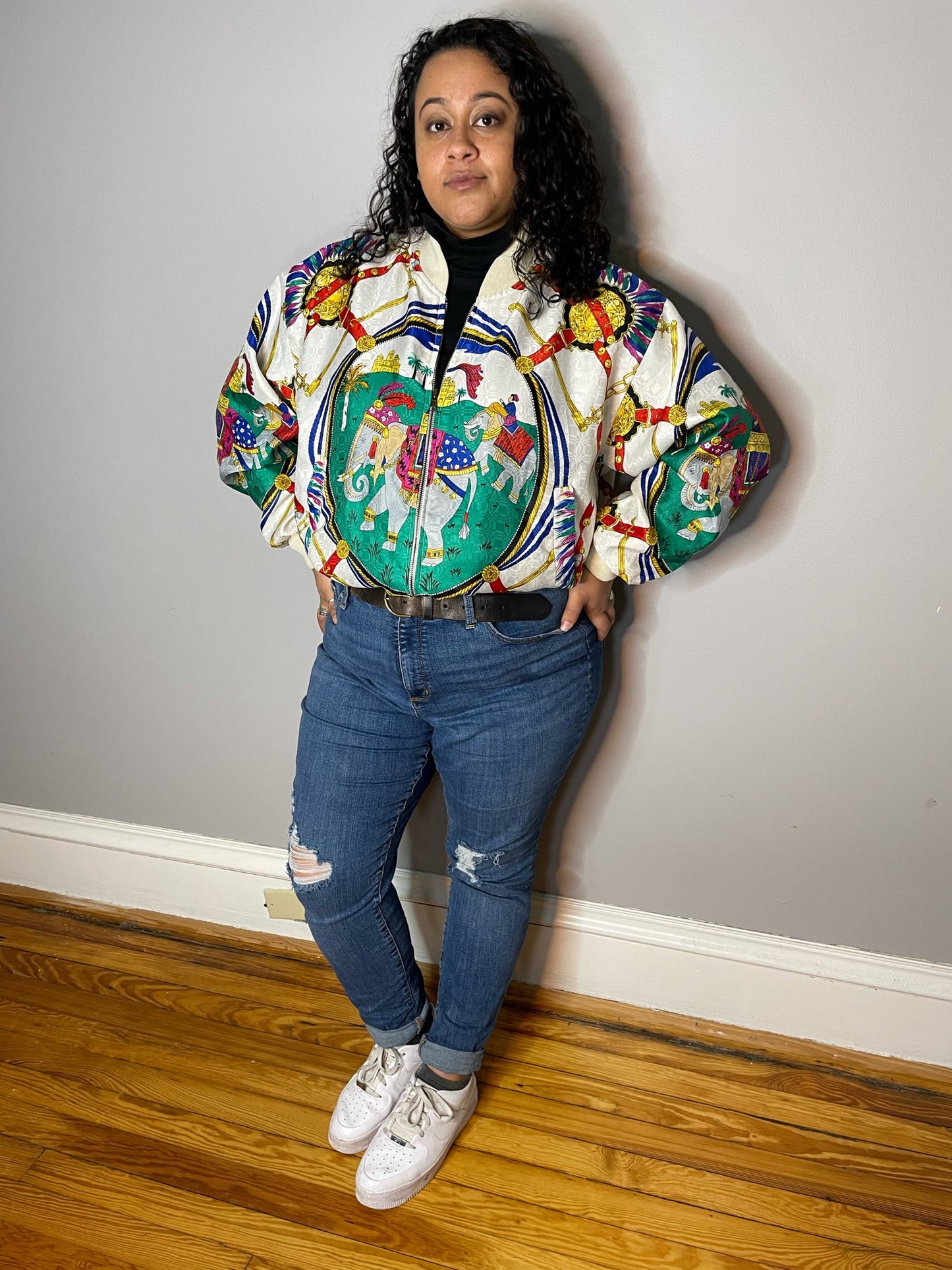 Vintage 80s Maharaja Print Bomber (L/XL)