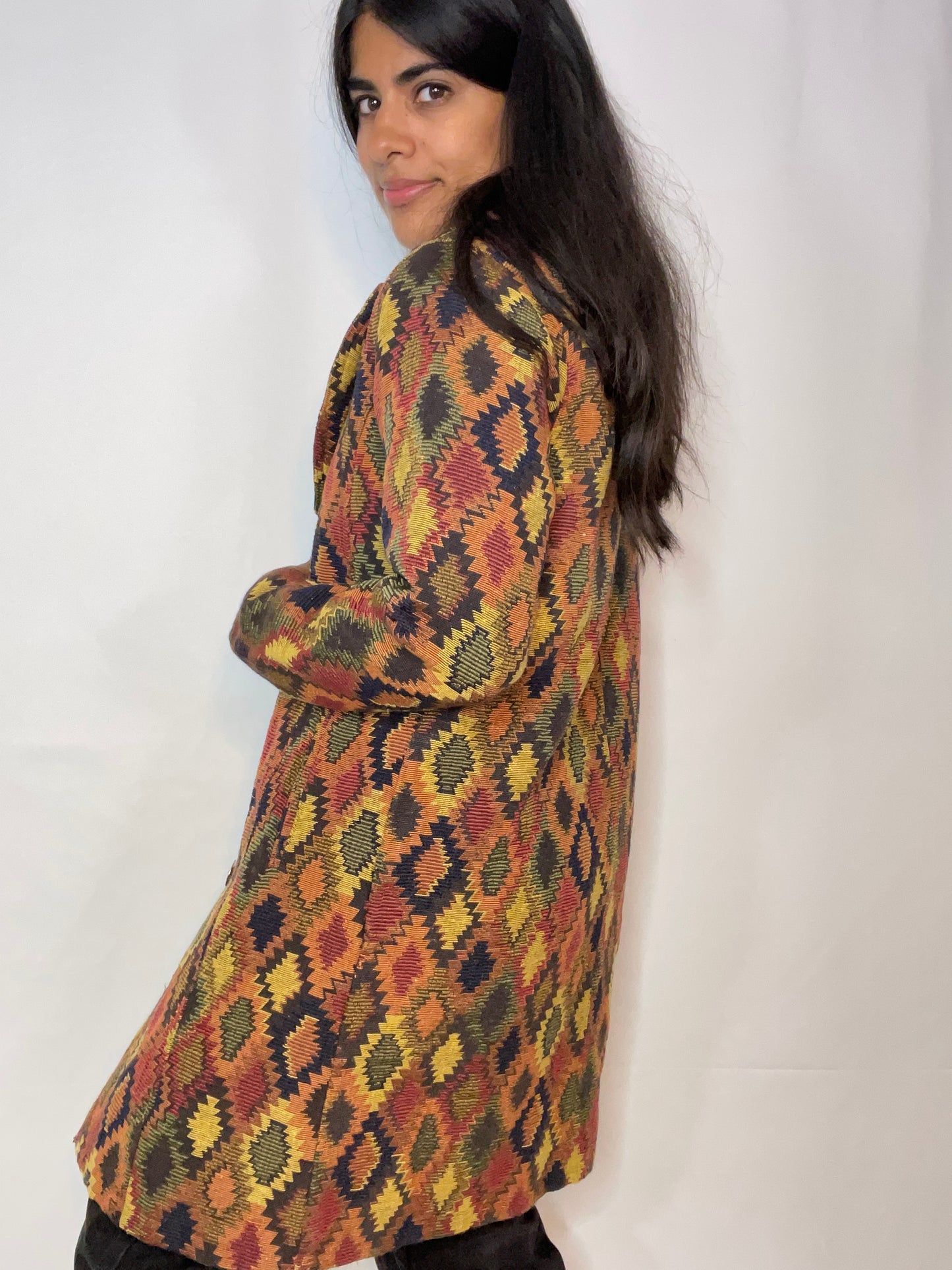 Vintage 70s Tapestry Car Coat (XS/S)