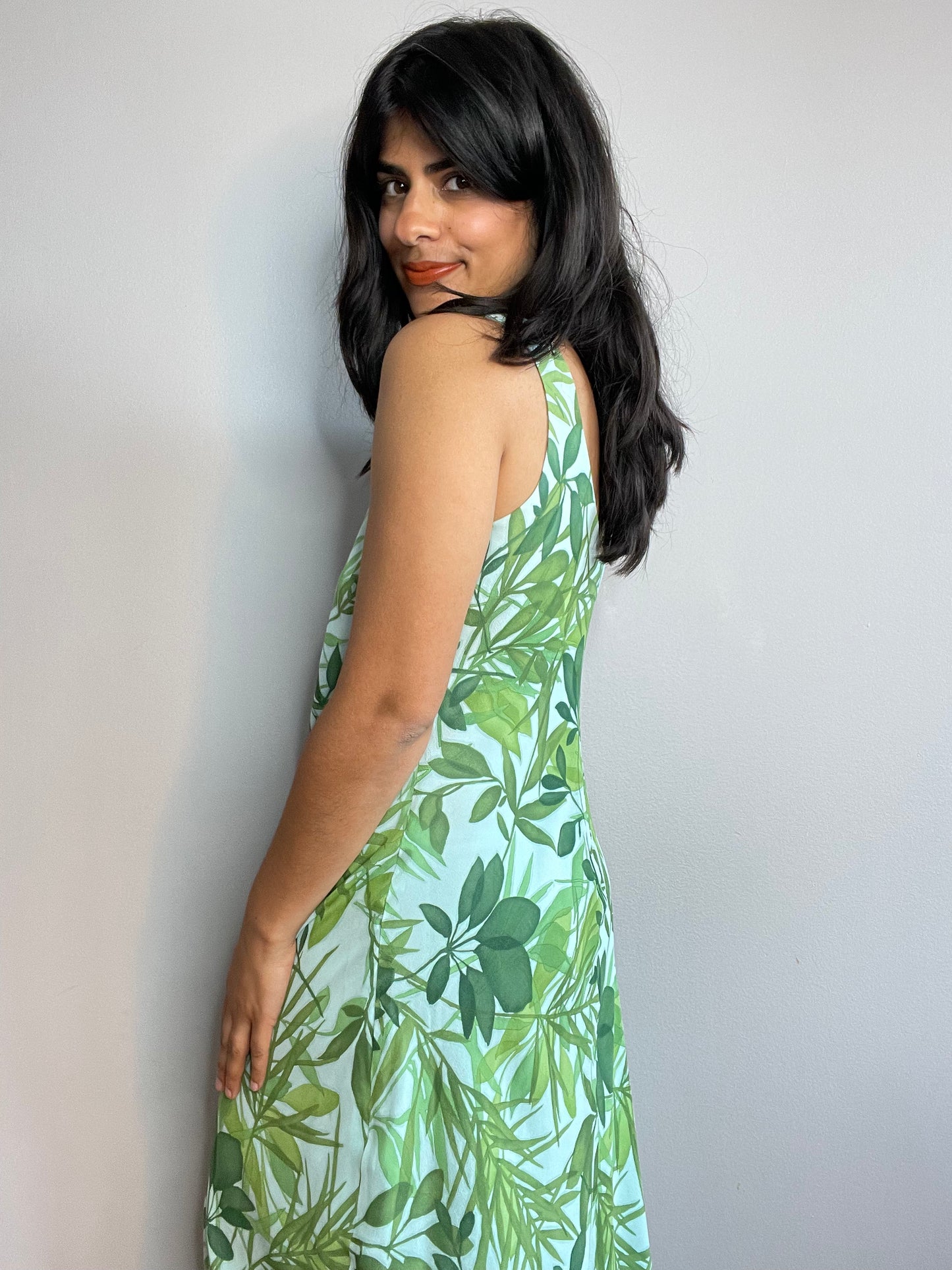 Vintage Jungle Print Silk Dress (Medium)
