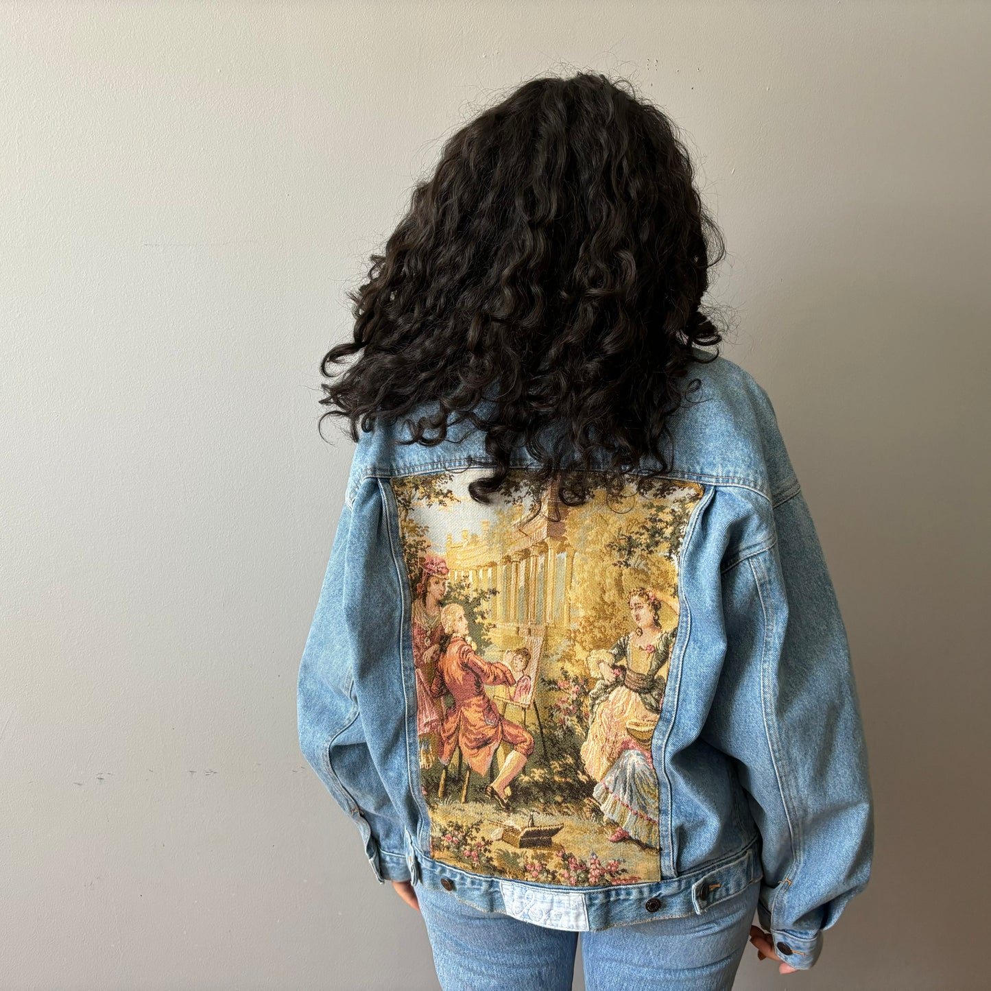 Regency Inspired Tapestry Denim Jacket (Women's XL)