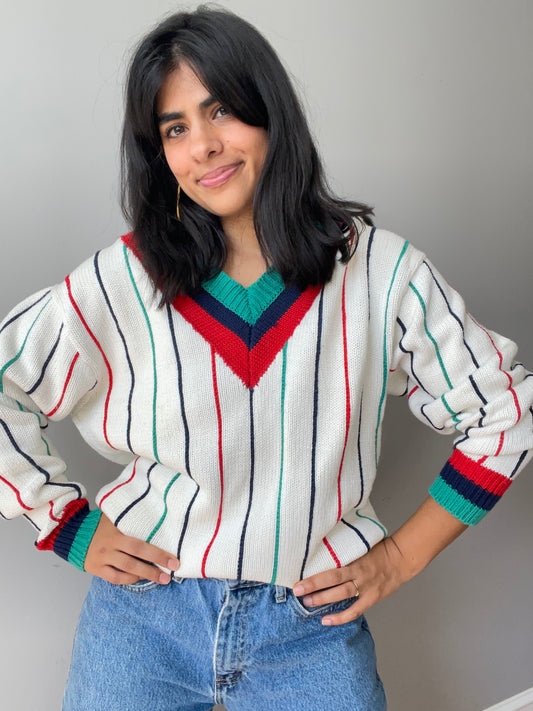 Vintage Colorblock Tennis Knit by Cesarani (Large)