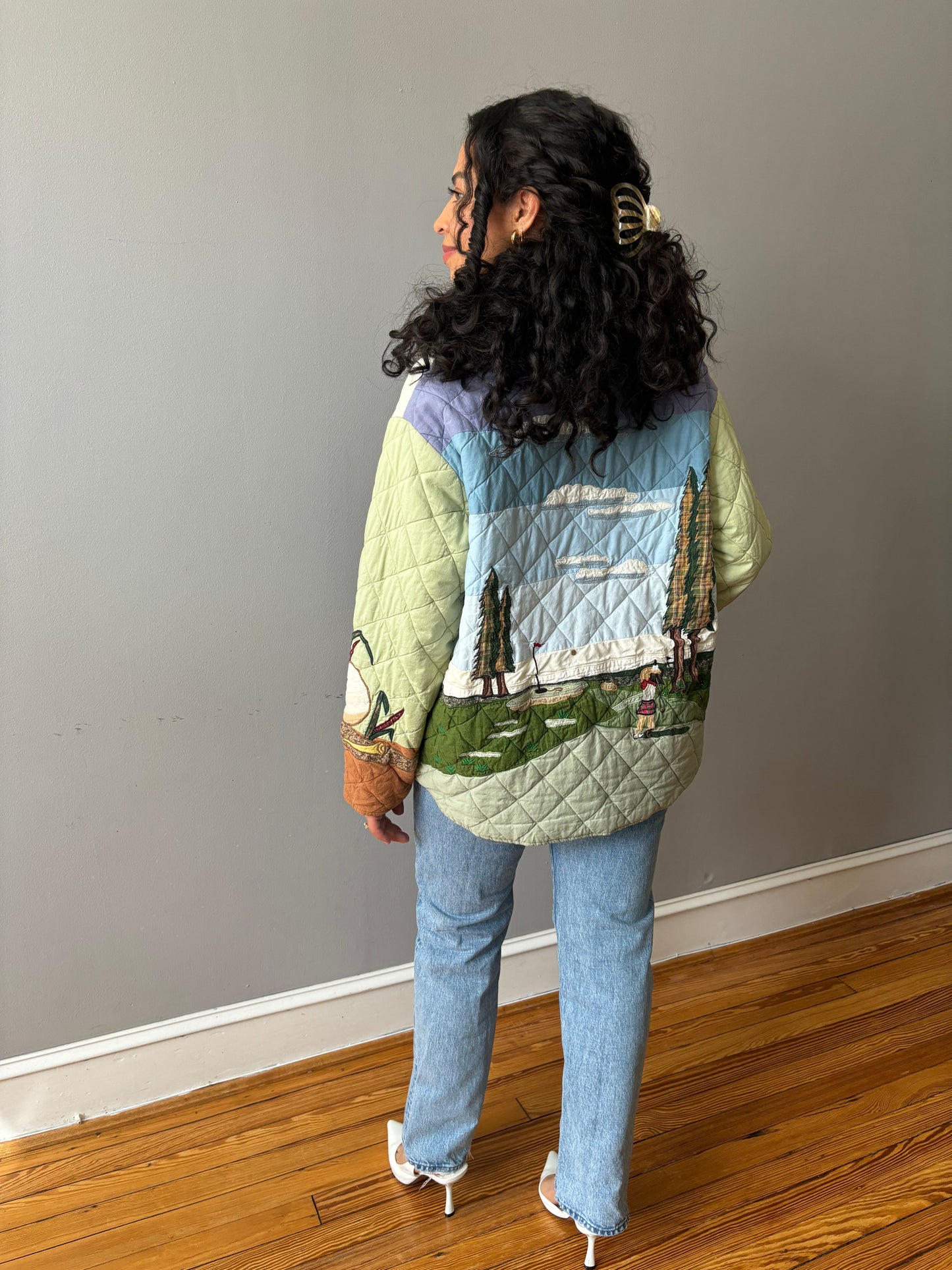 Quilted Golf Themed Jacket (Medium)