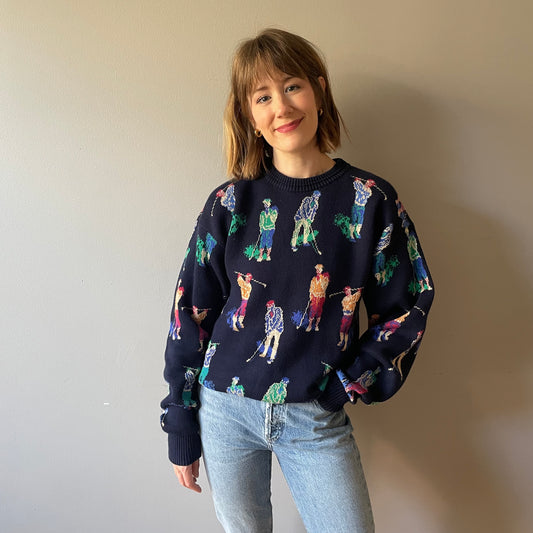 Vintage Pop-Art Golfer Knit (Size M/L)