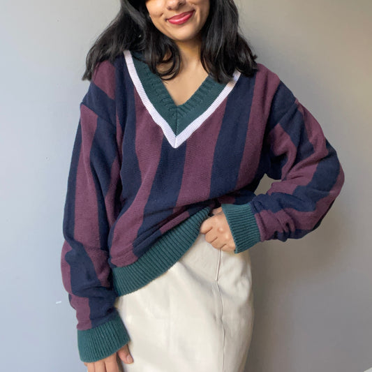 Vintage Cozy Varsity Sweater (Size L)