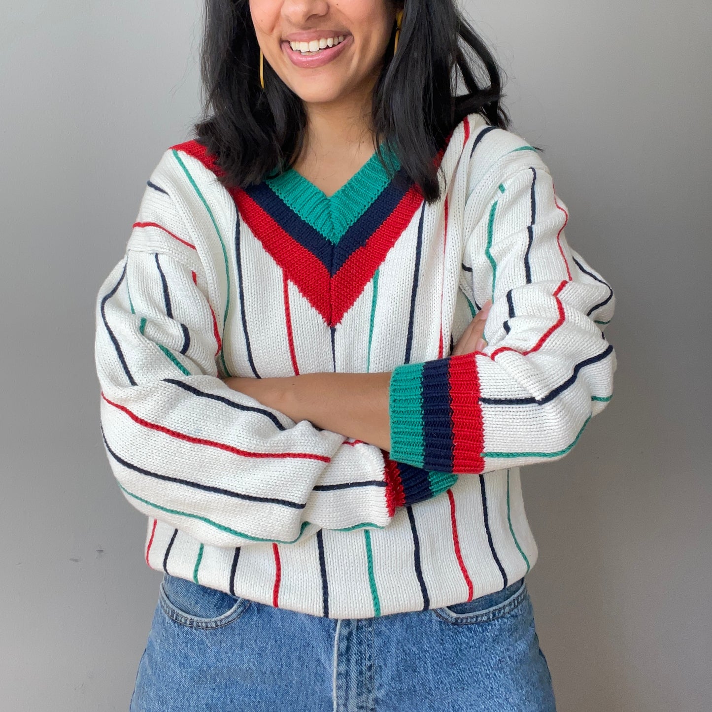Vintage Colorblock Tennis Knit by Cesarani (Large)